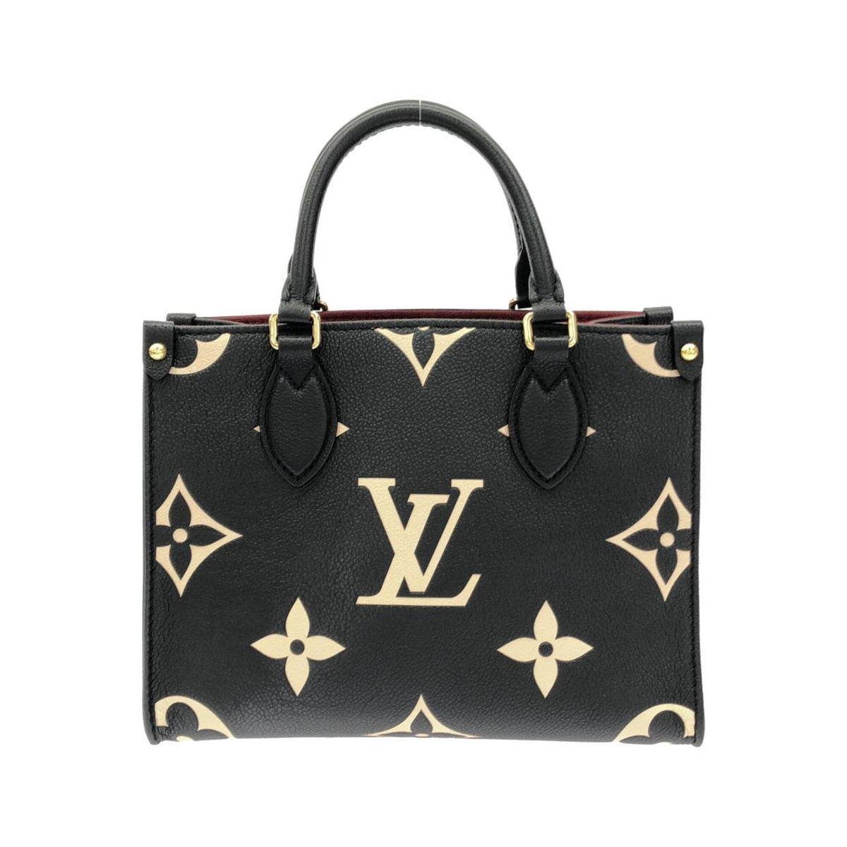 Louis Vuitton Beige Black Leather Handbag (Pre-Owned)