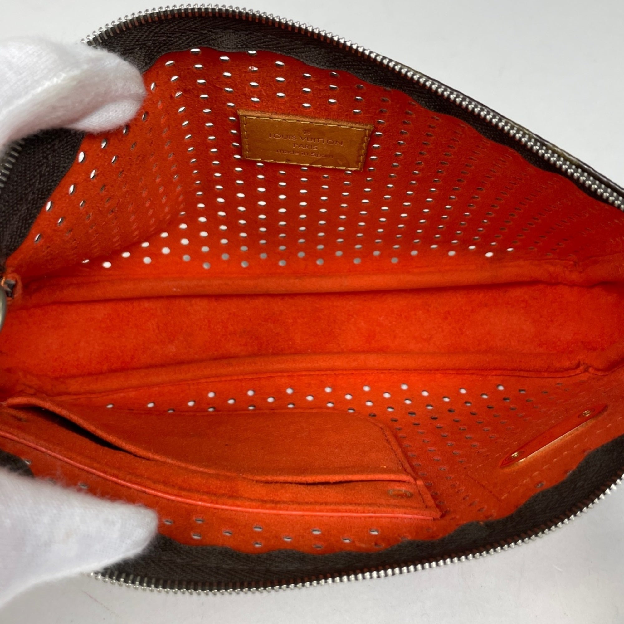Louis Vuitton Monogram Perfo Lv Orange Orange Monogram Perforated Handbag Pochette (Pre-Owned)