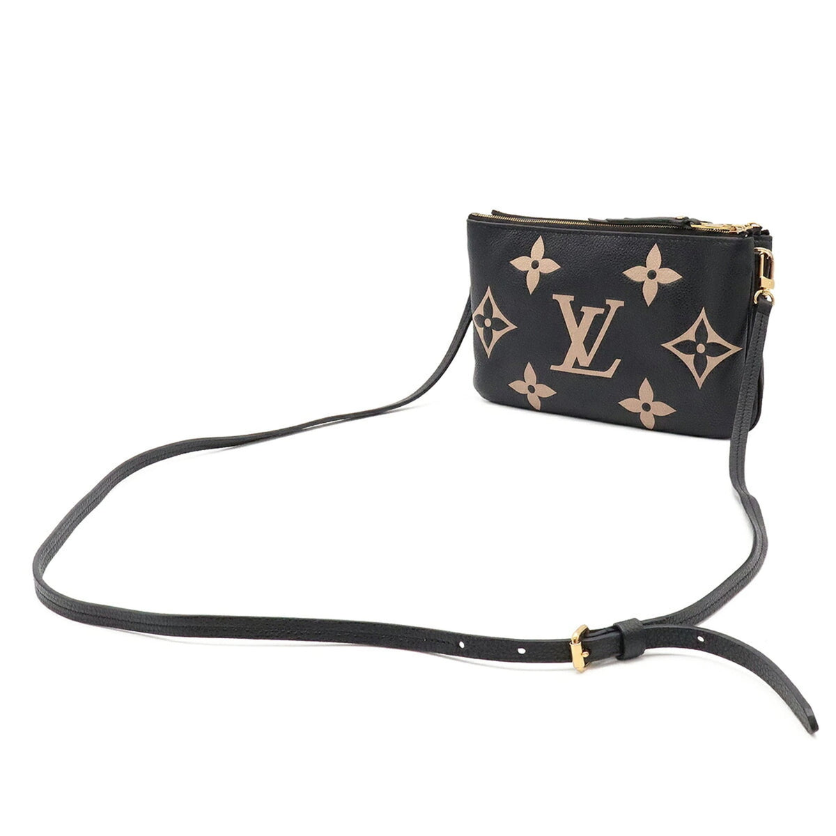 Louis Vuitton Beige Black Monogram Empreinte Leather Clutch Bag Pochette Pouch Shoulder Bag (Pre-Owned)