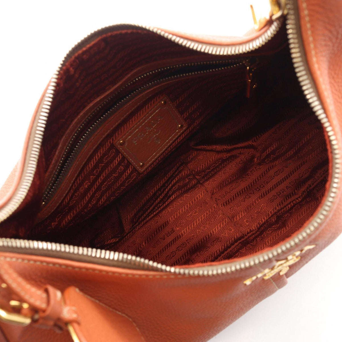 Prada Brown Leather Handbag Shoulder Bag (Pre-Owned)