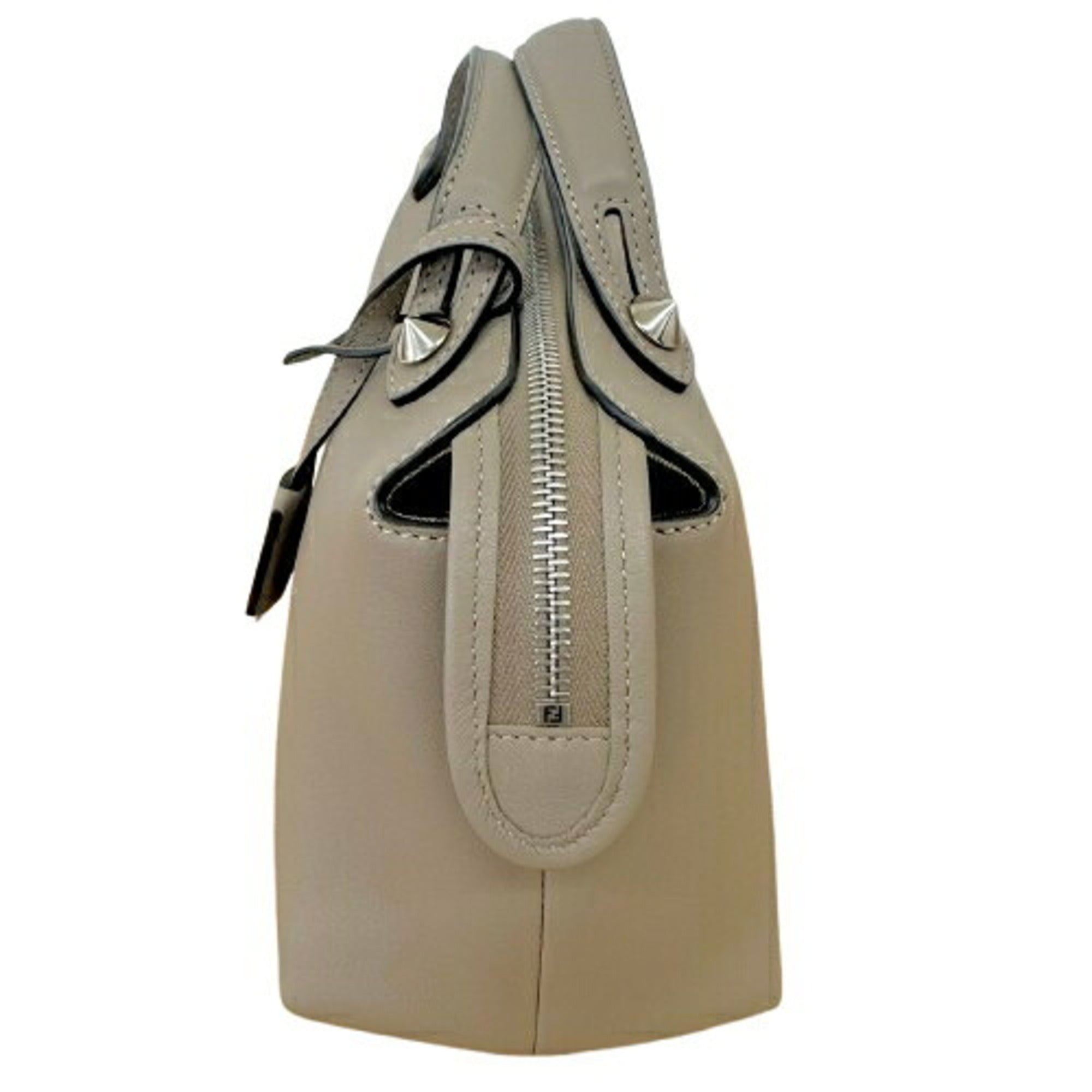 Fendi By The Way Light Gray Leather Handbag Shoulder Bag (Pre-Owned)