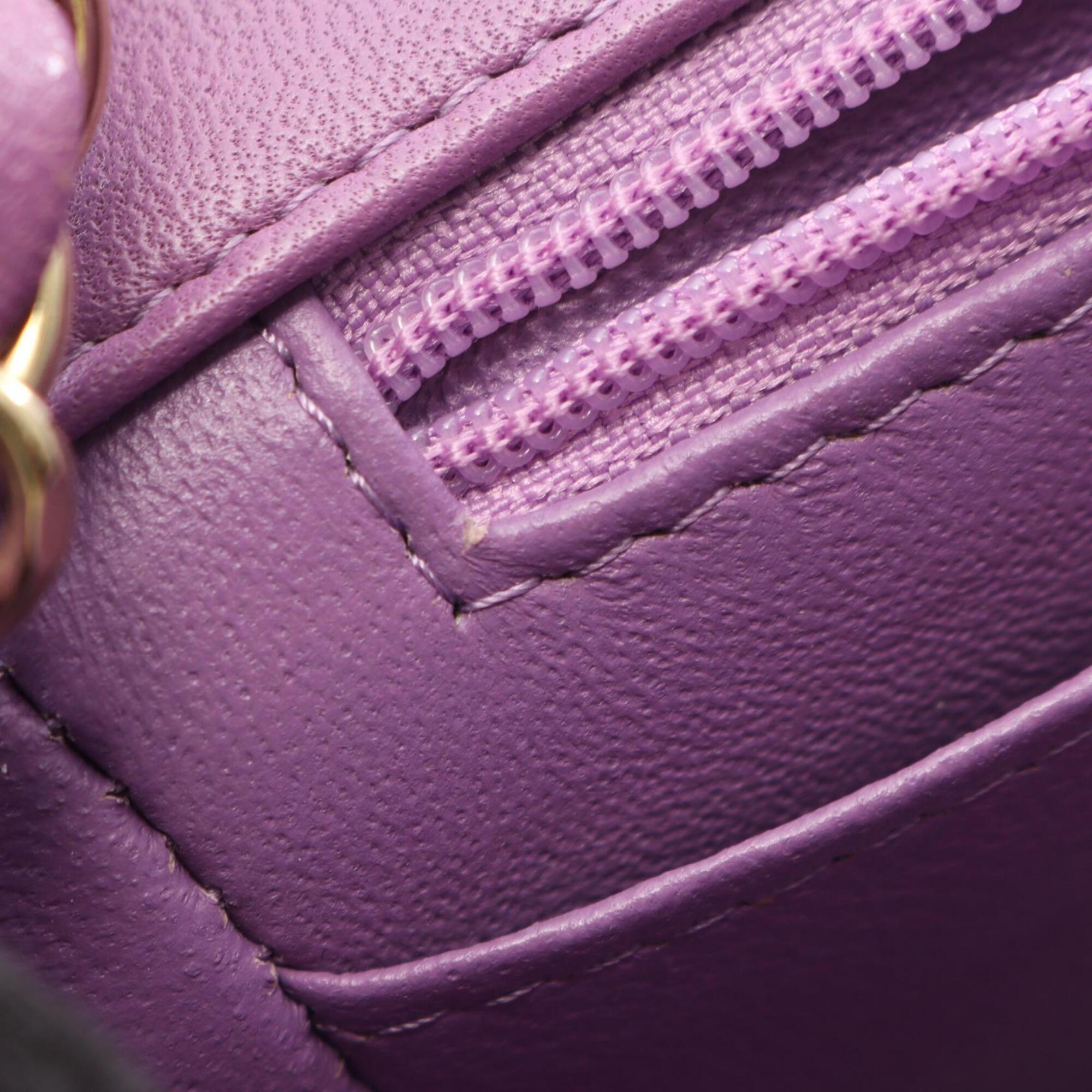 Chanel Purple Leather Handbag Shoulder Bag (Pre-Owned)