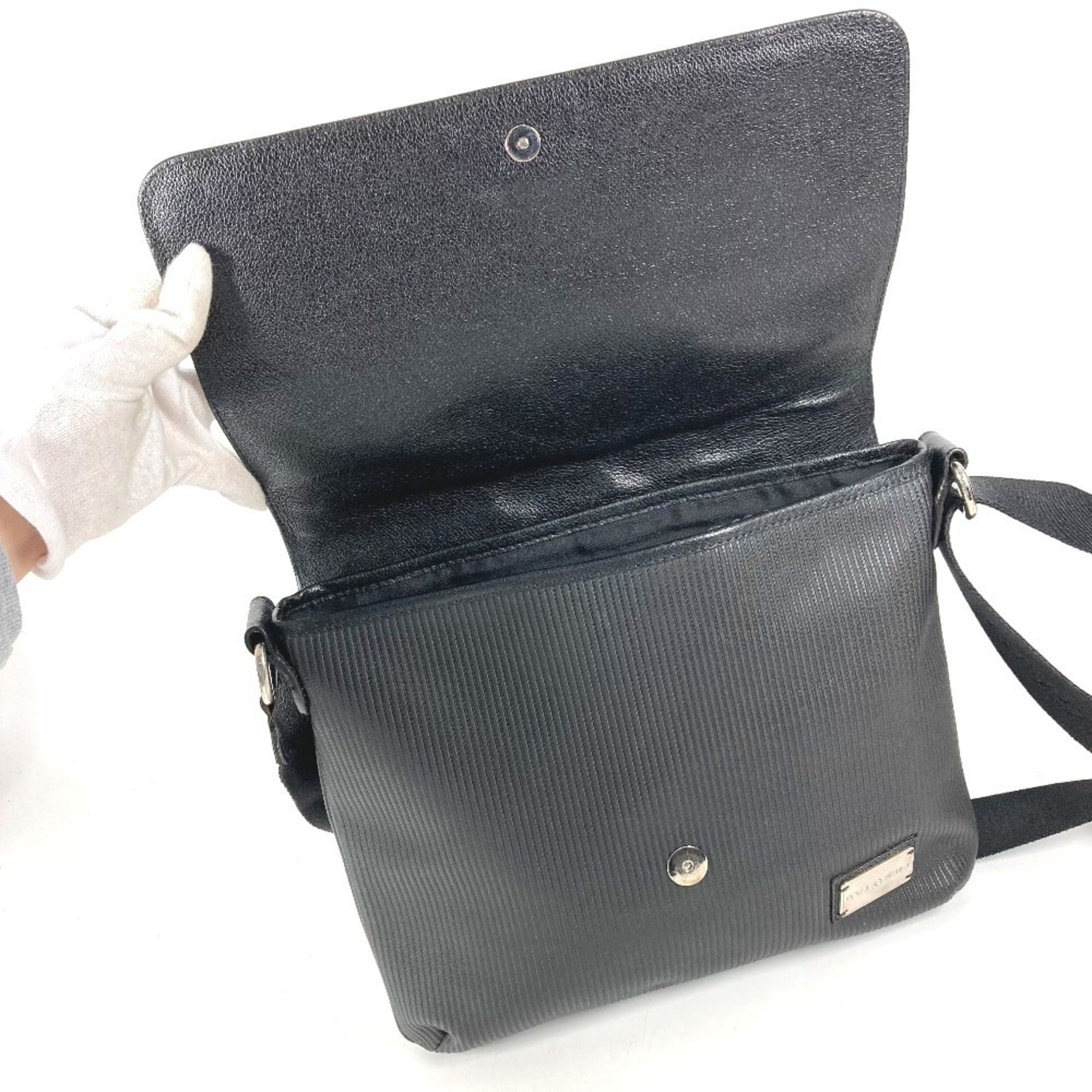 Bvlgari Black Pvc Leather Messenger Bag Shoulder Bag (Pre-Owned)