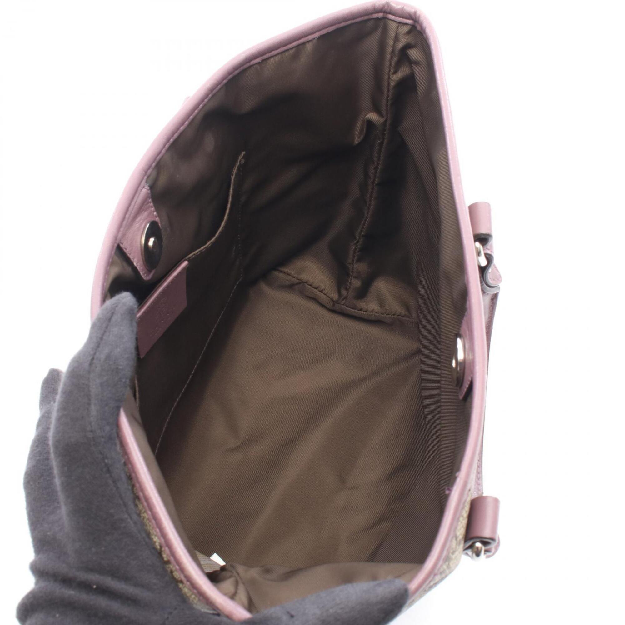 Gucci Beige Purple Gg Supreme Handbag Tote Bag (Pre-Owned)