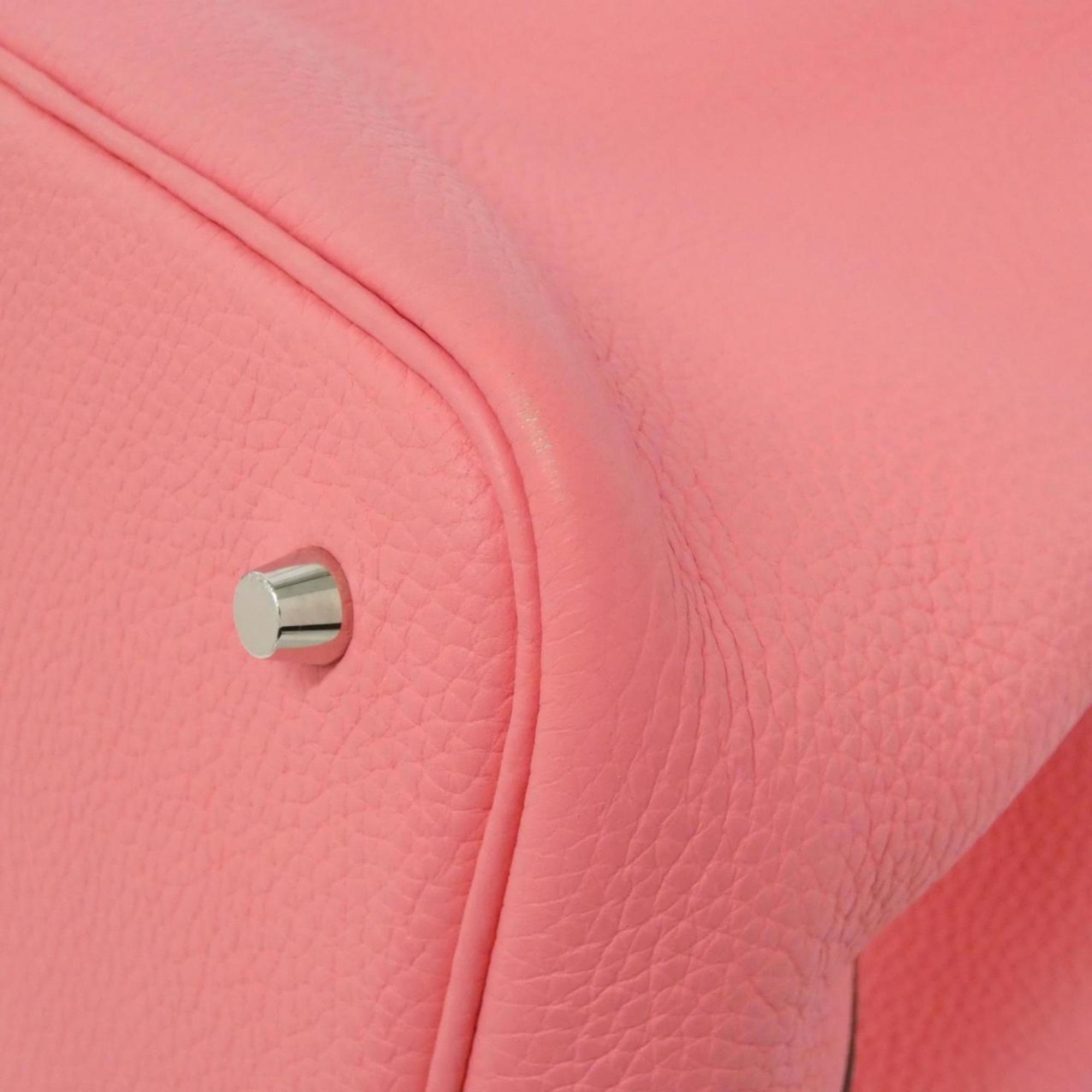 Hermes Rose Azalee Taurillon Clemence Leather Handbag (Pre-Owned)