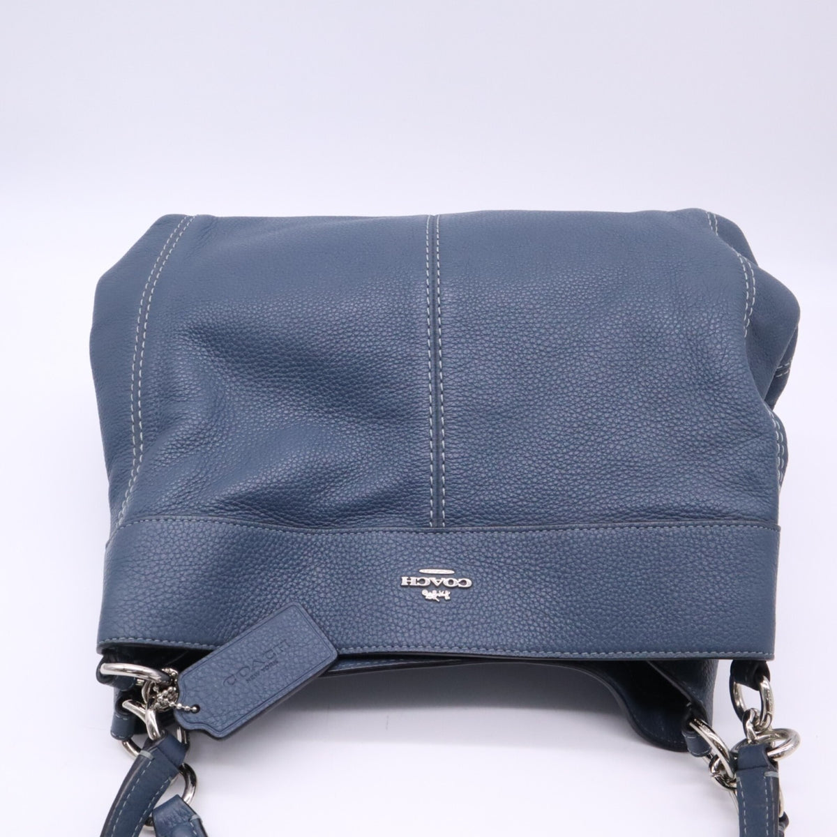 Coach Navy Leather Handbag Shoulder Bag (Pre-Owned)