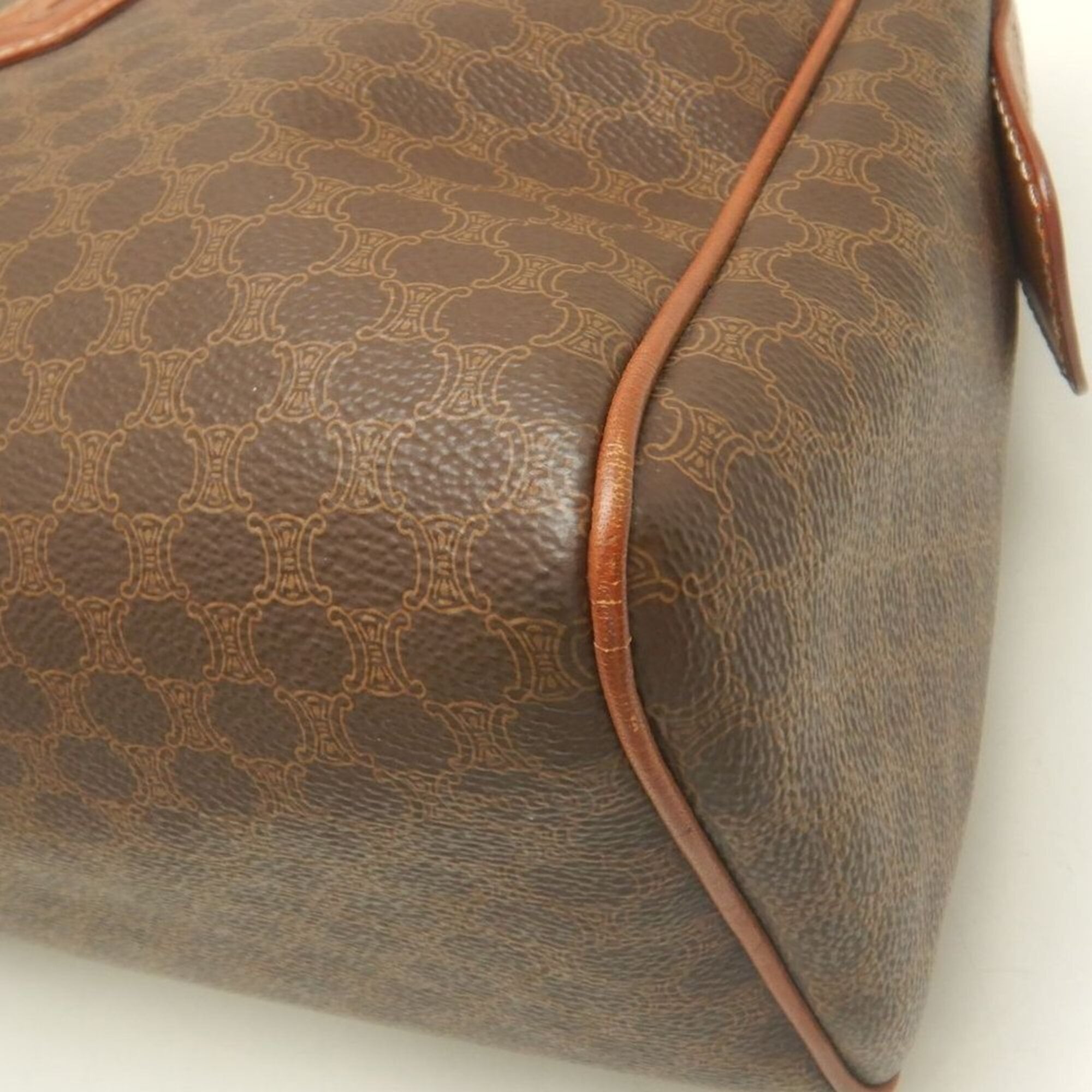 Celine Macadam Brown Coated Canvas Leather Handbag (Pre-Owned)