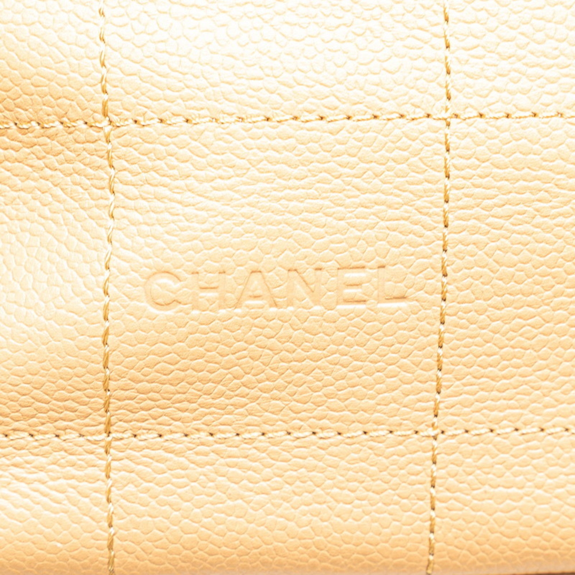 Chanel Beige Leather Handbag Tote Bag (Pre-Owned)