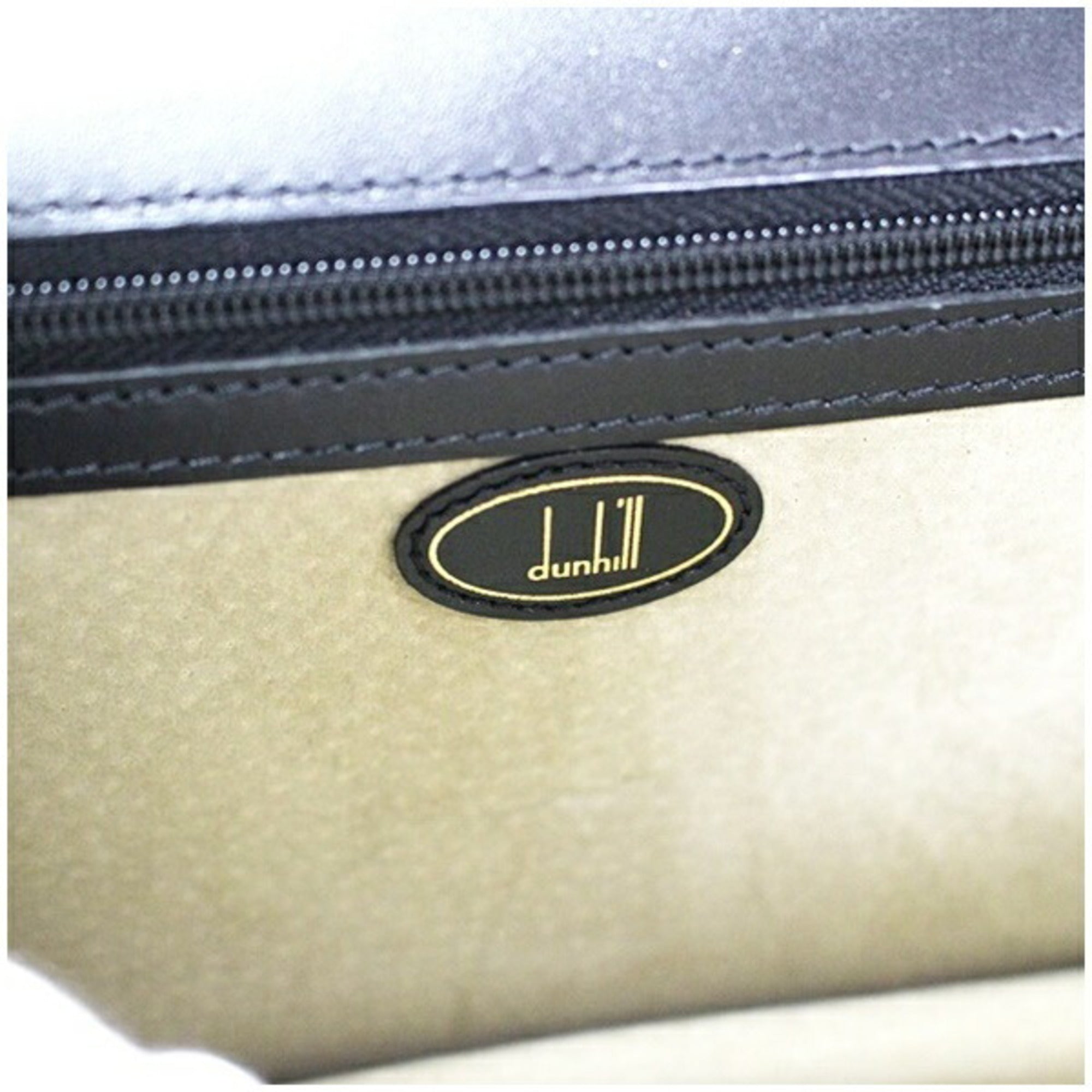 Dunhill Beige Black Leather Clutch Bag (Pre-Owned)