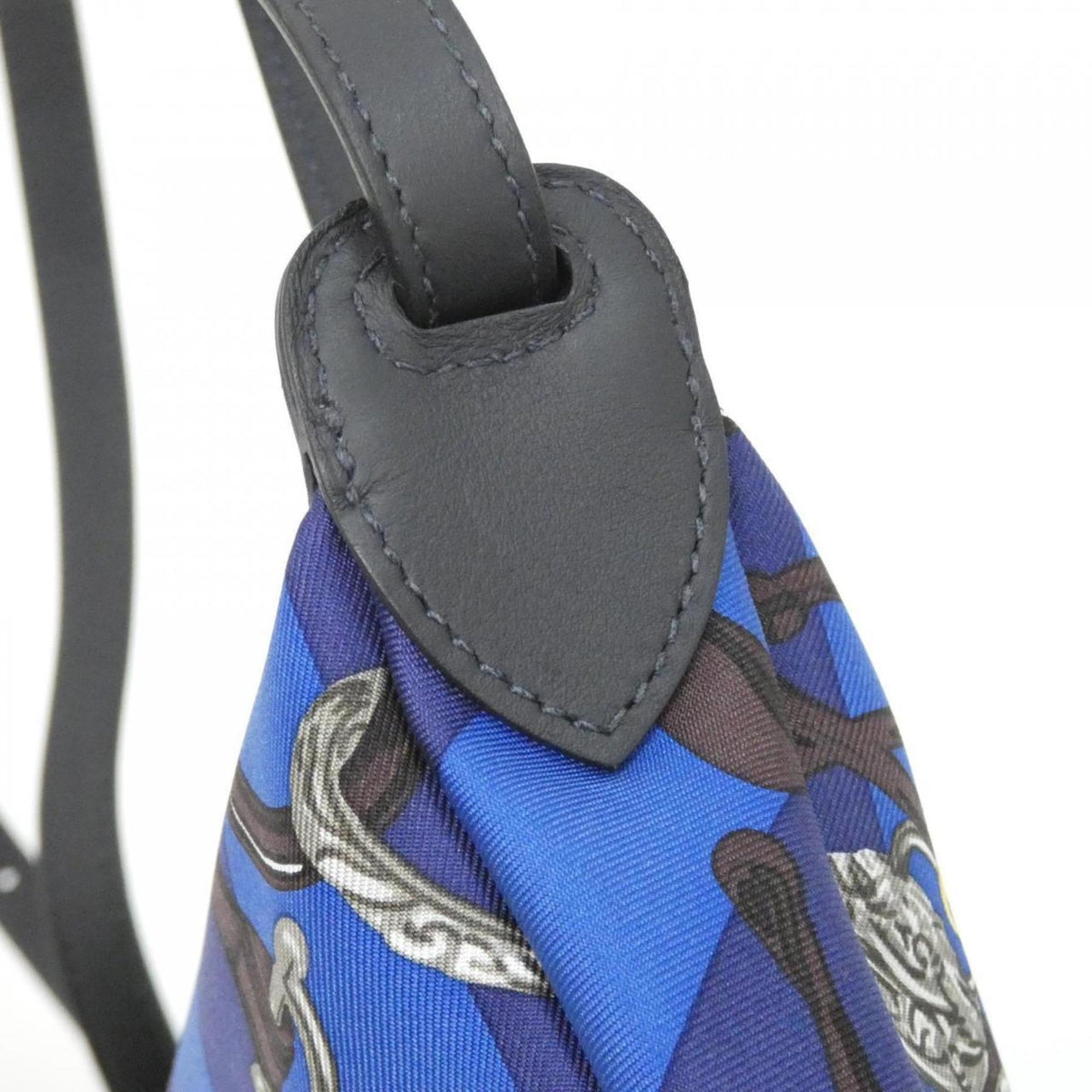 Hermes Blue Ebene Silk Swift Leather Handbag Pouch (Pre-Owned)