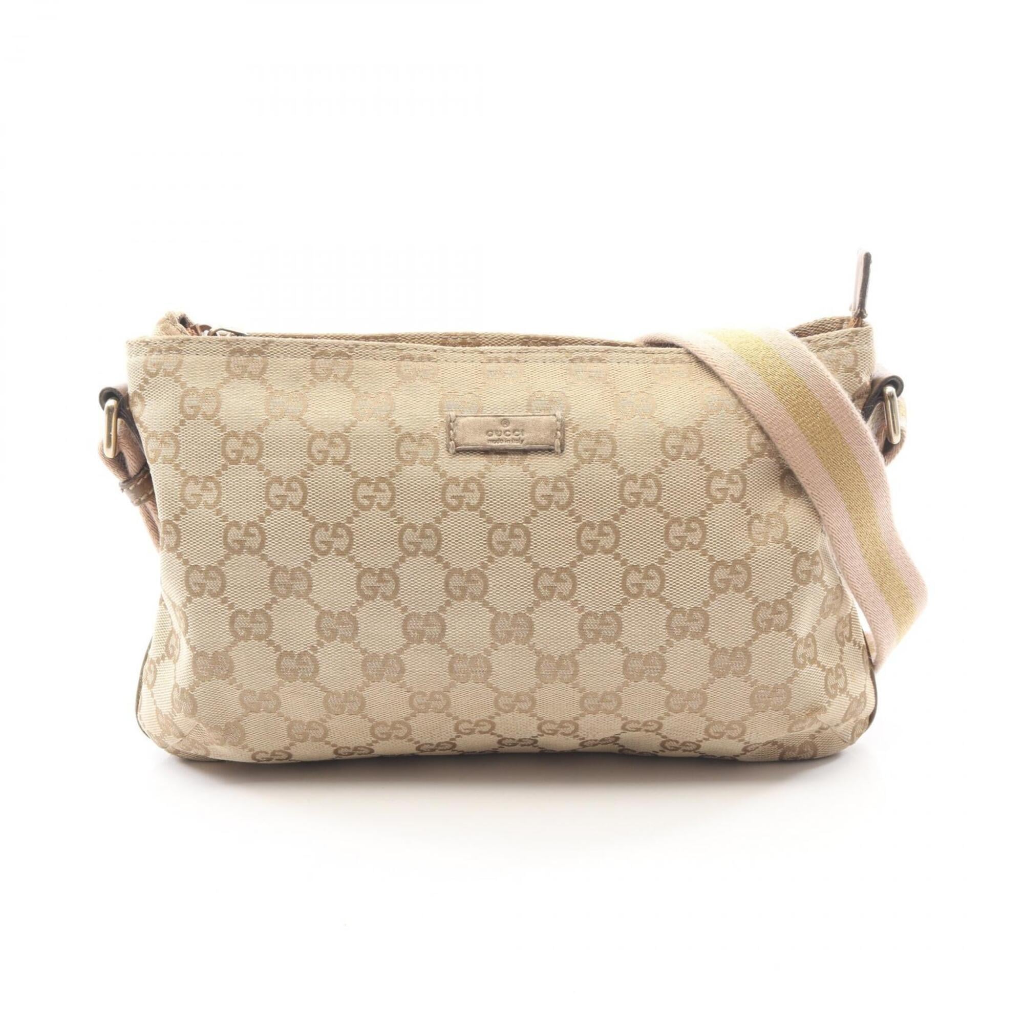 Gucci Beige Canvas Leather Handbag Shoulder Bag (Pre-Owned)