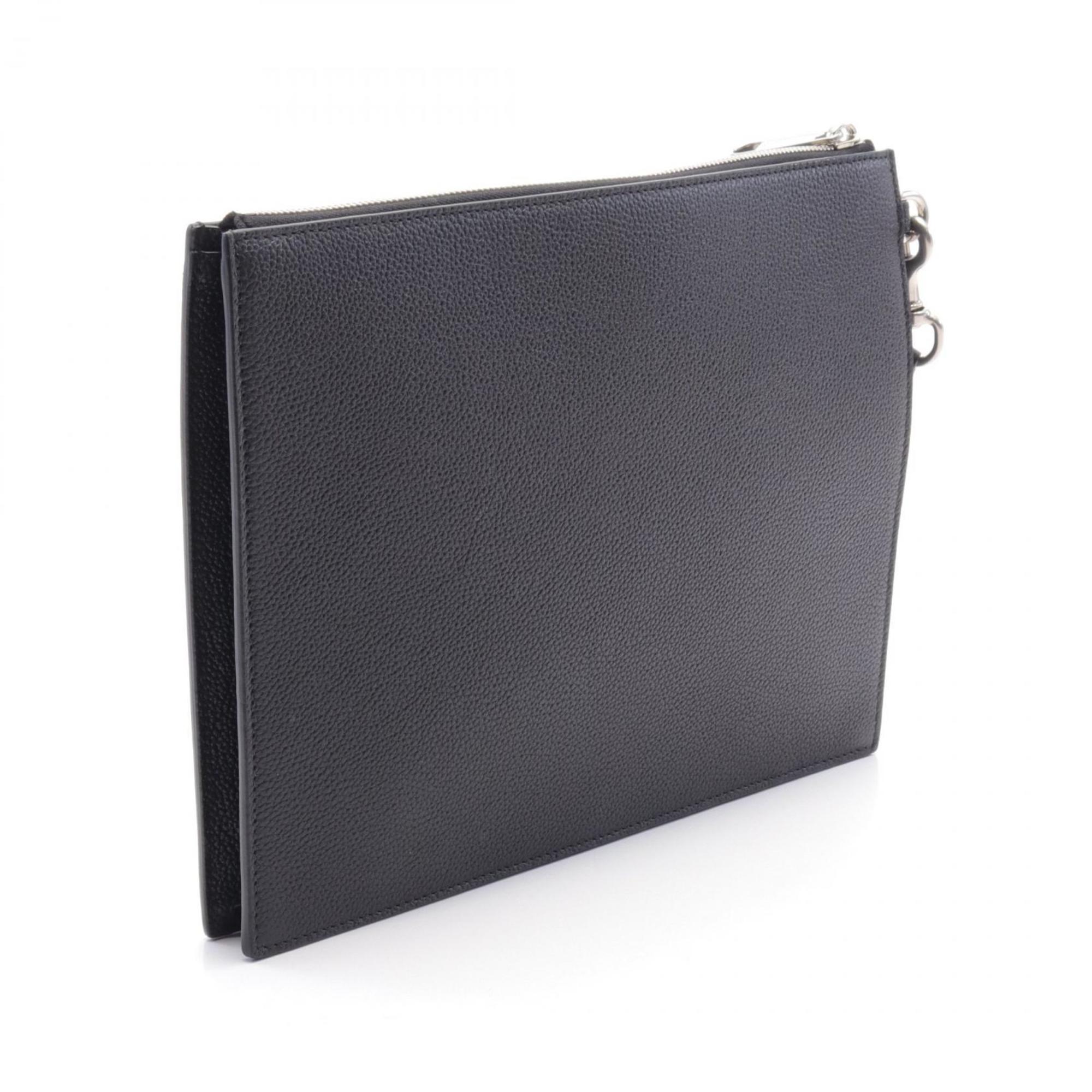 Gucci Black Leather Pvc Clutch Bag