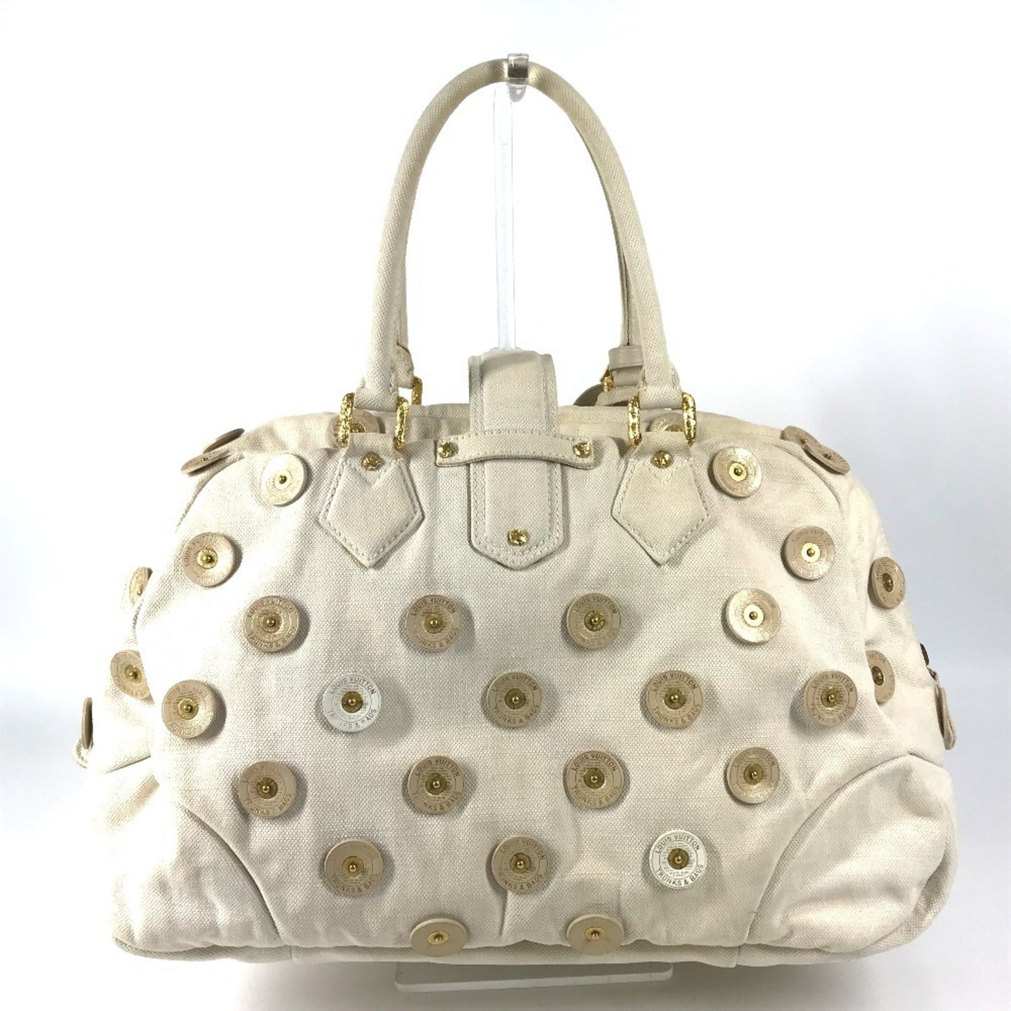 Louis Vuitton White Canvas Boston Bag Handbag Shoulder Bag (Pre-Owned)