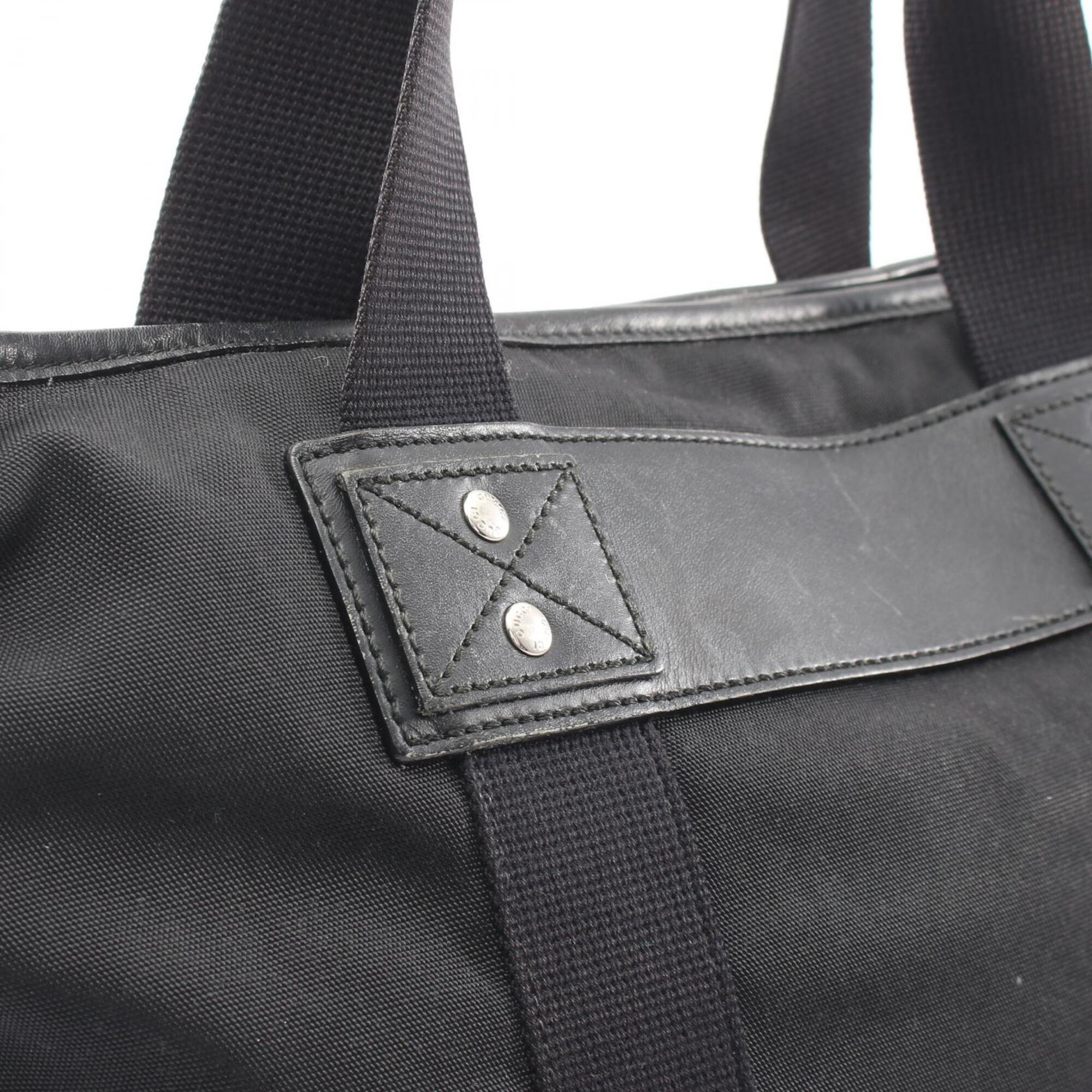 Gucci Black Canvas Leather Handbag Tote Bag (Pre-Owned)