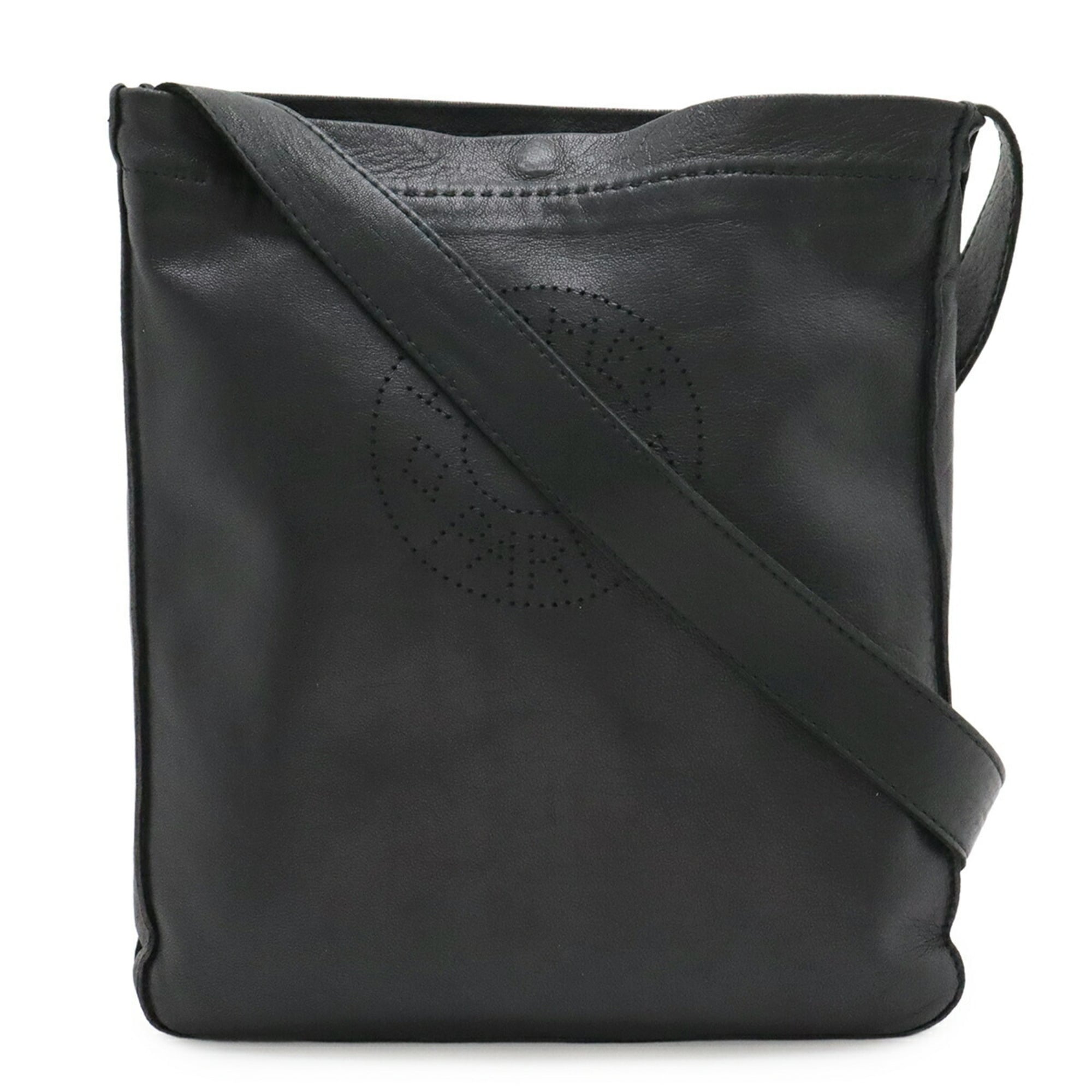 Hermes Black Leather Pochette Shoulder Bag (Pre-Owned)