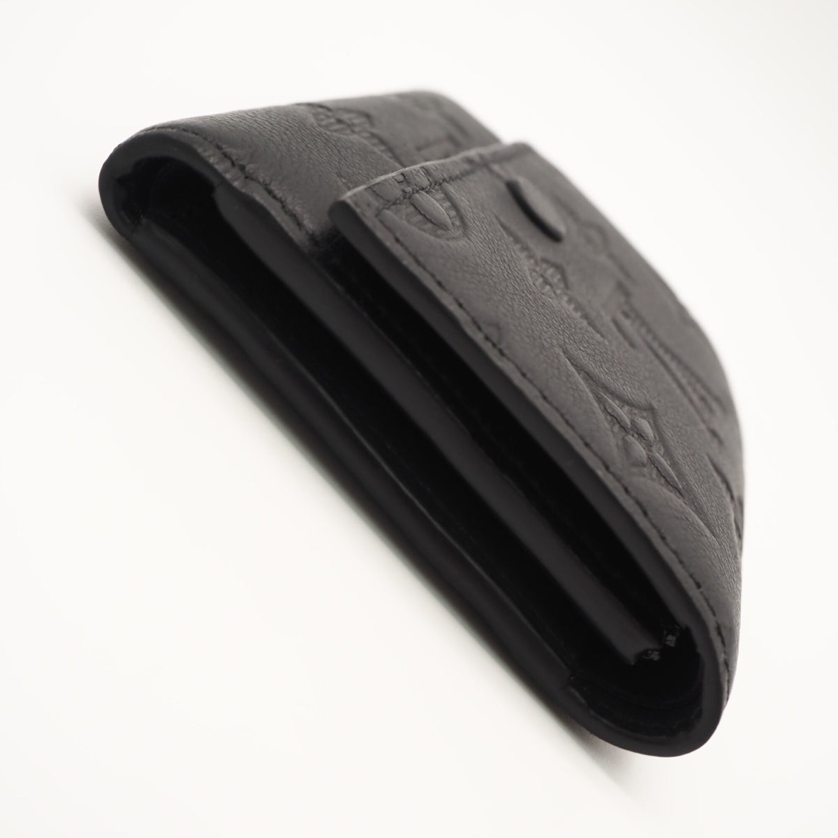 Louis Vuitton Monogram Shadow Black Leather Wallet (Tri-Fold) (Pre-Owned)