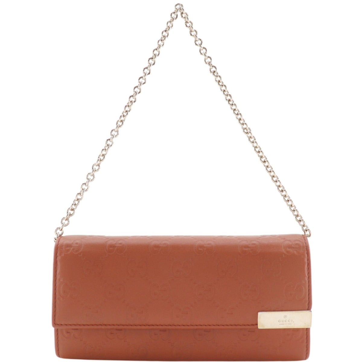 Gucci Orange Leather Chain/Shoulder Wallet (Pre-Owned)