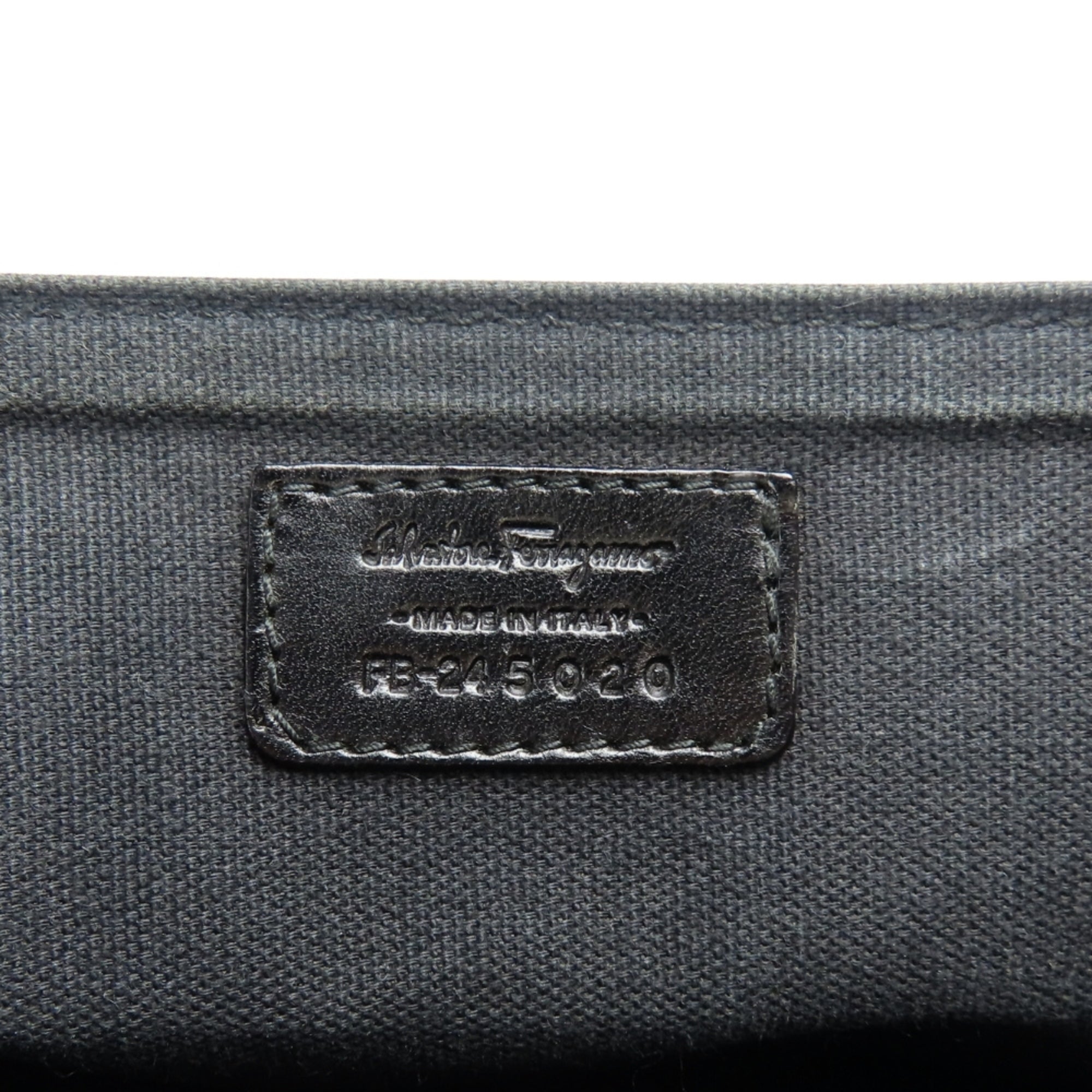 Salvatore Ferragamo Beige Black Canvas Leather Shoulder Bag (Pre-Owned)
