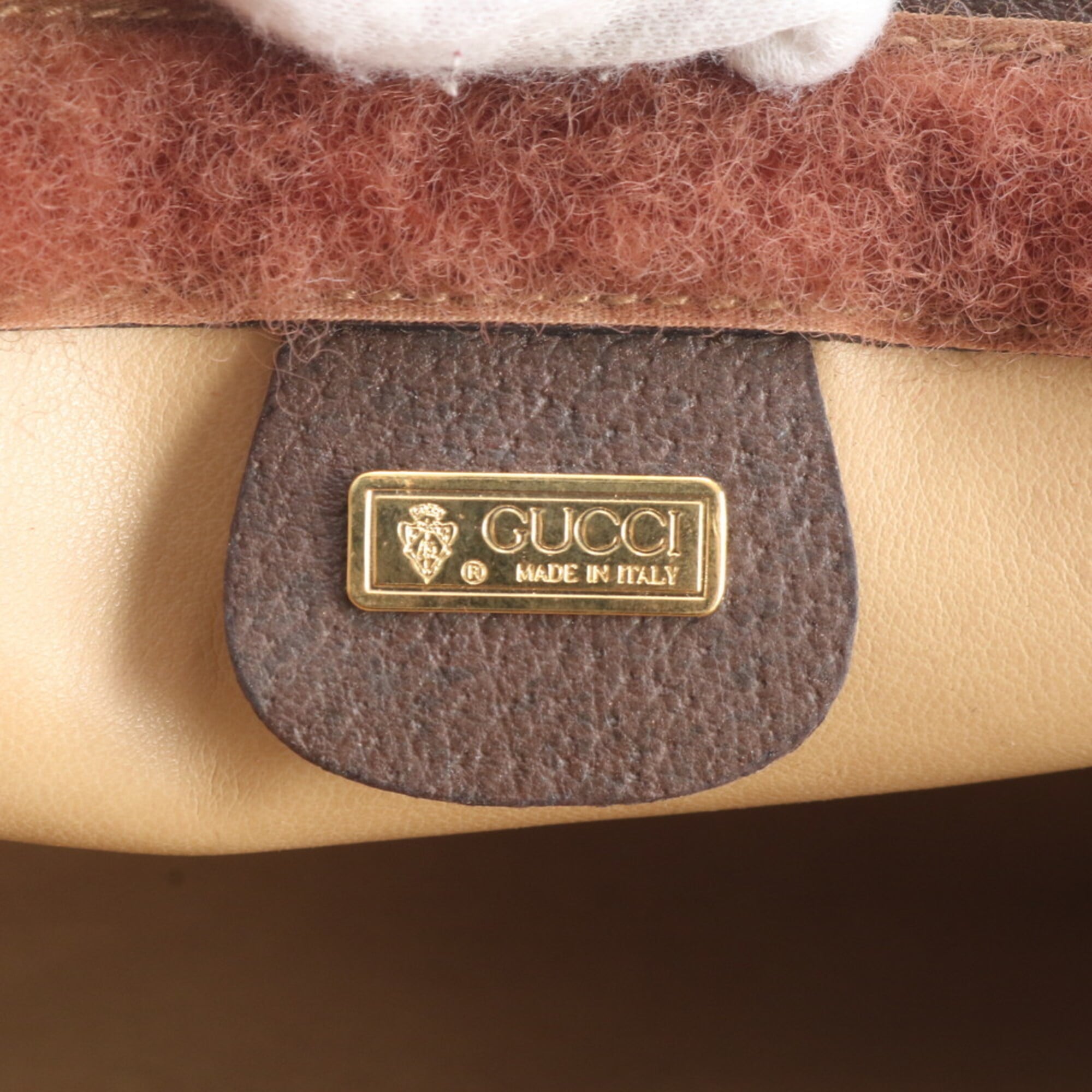 Gucci Beige Coated Canvas Leather Handbag Pouch (Pre-Owned)