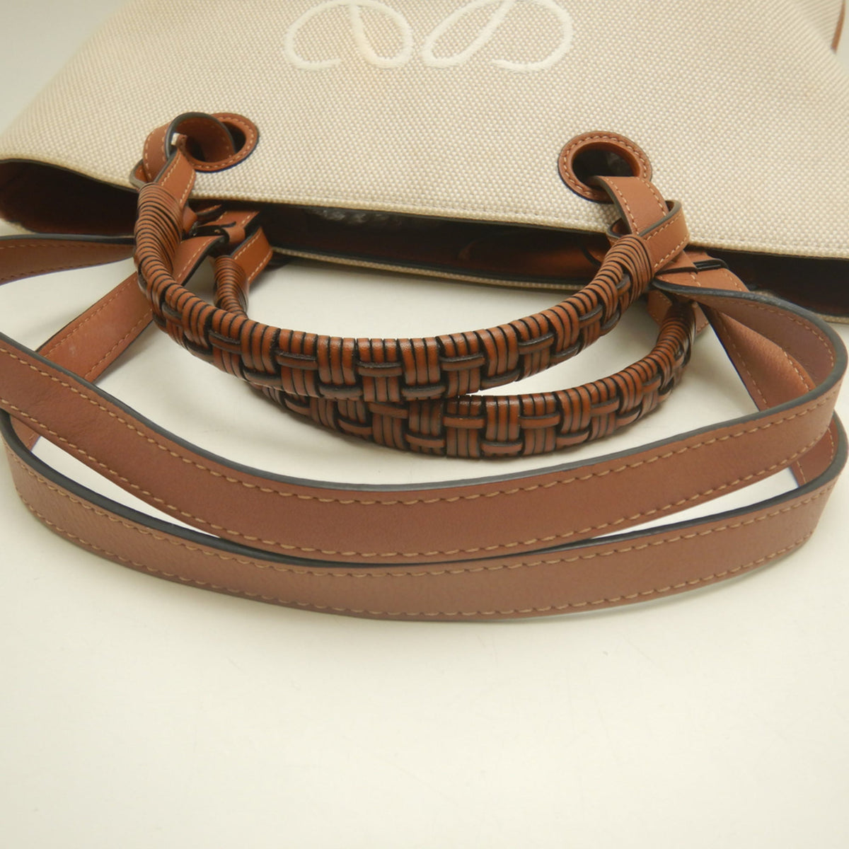 Loewe Beige Brown Canvas Leather Tote Bag (Pre-Owned)