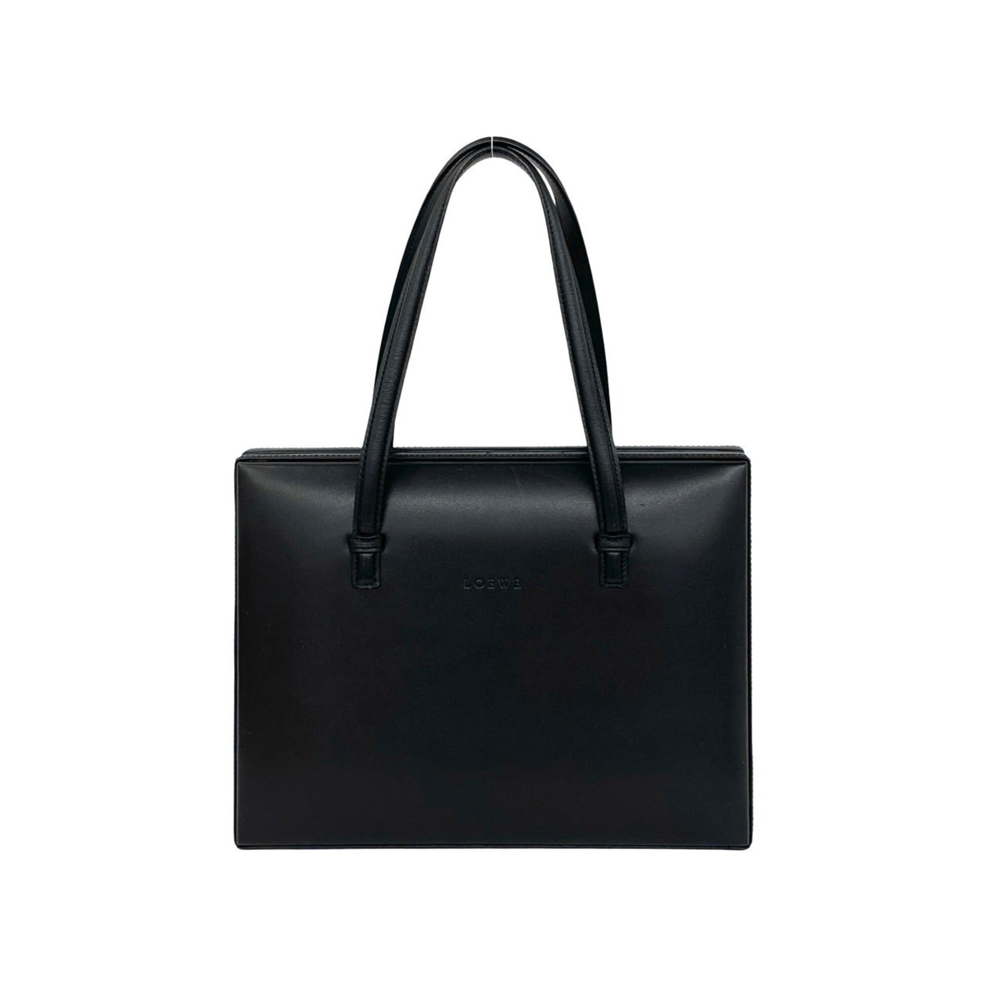 Loewe Black Leather Boston Bag Handbag Tote Bag (Pre-Owned)