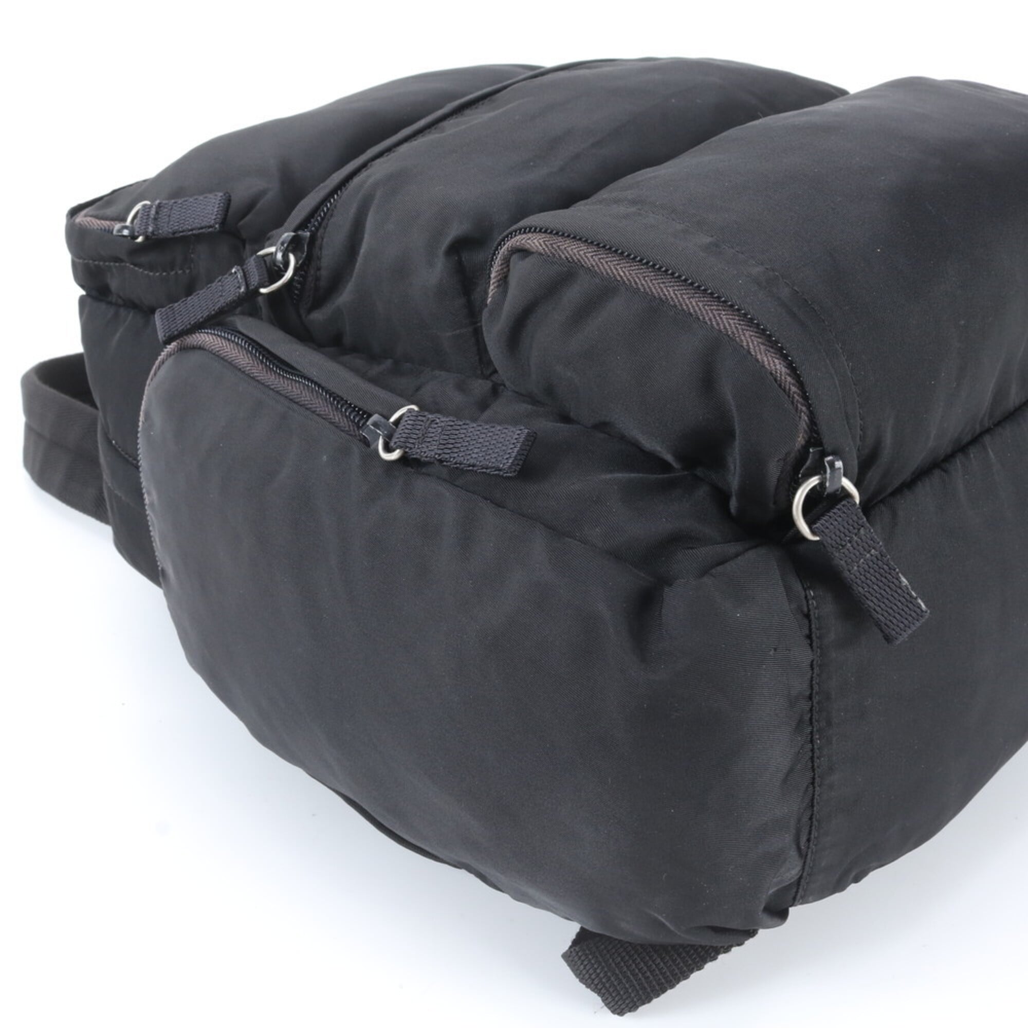 Prada Black White Nylon Backpack Handbag (Pre-Owned)