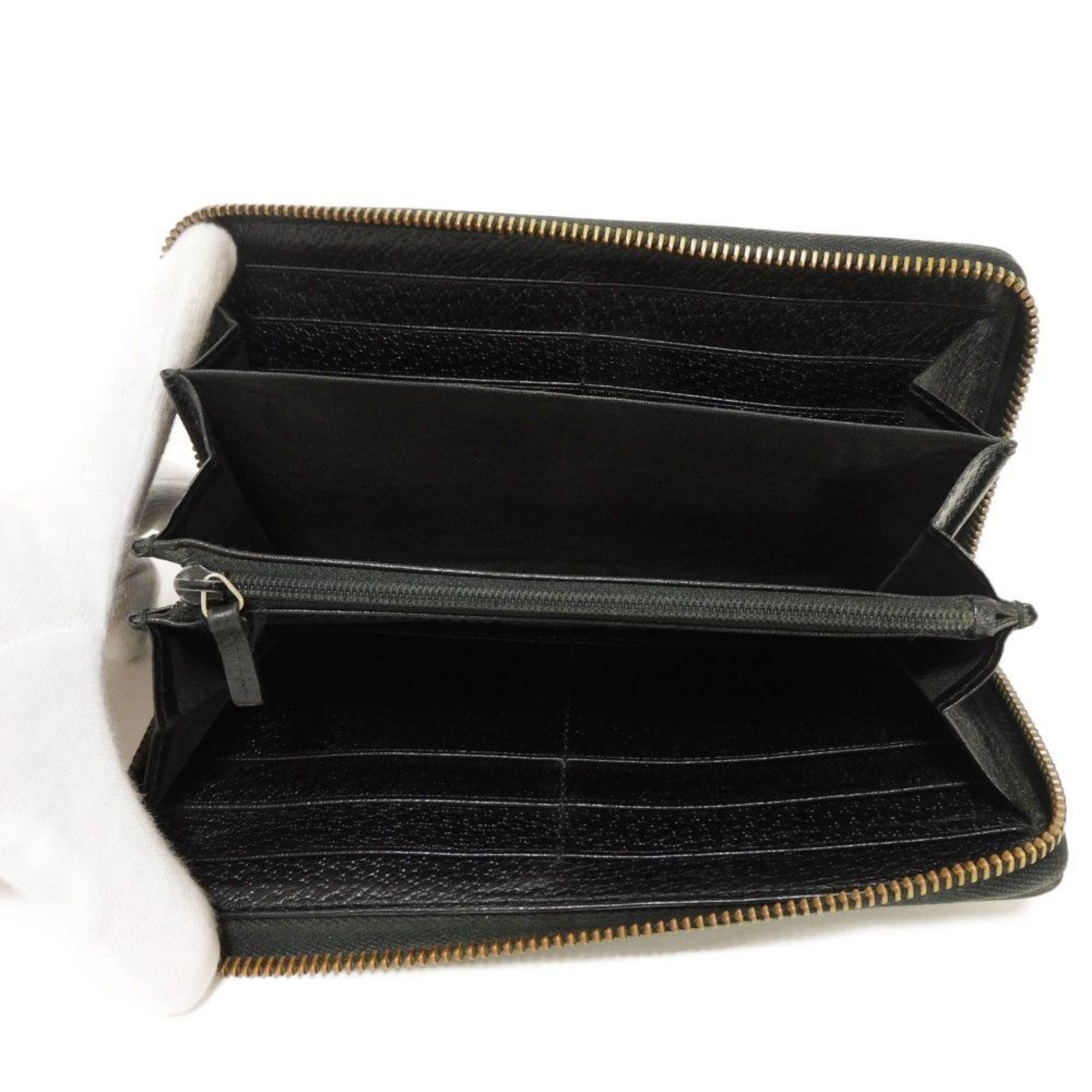 Gucci Black Leather Long Wallet (Bi-Fold) (Pre-Owned)