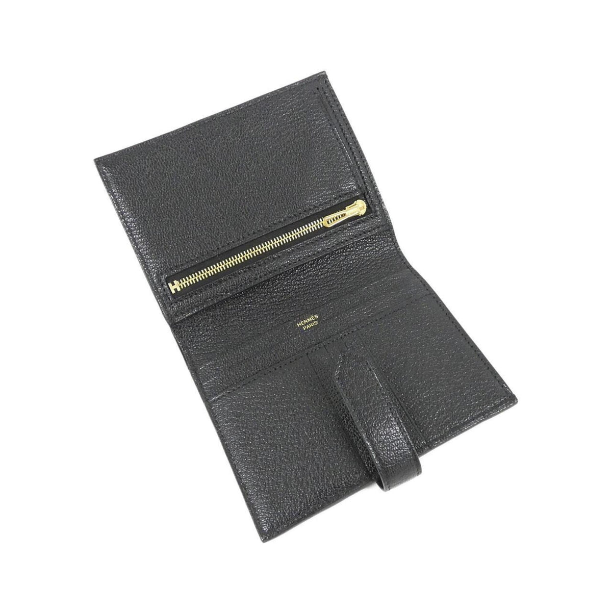 Hermes Black Chevre Leather Wallet (Bi-Fold) (Pre-Owned)