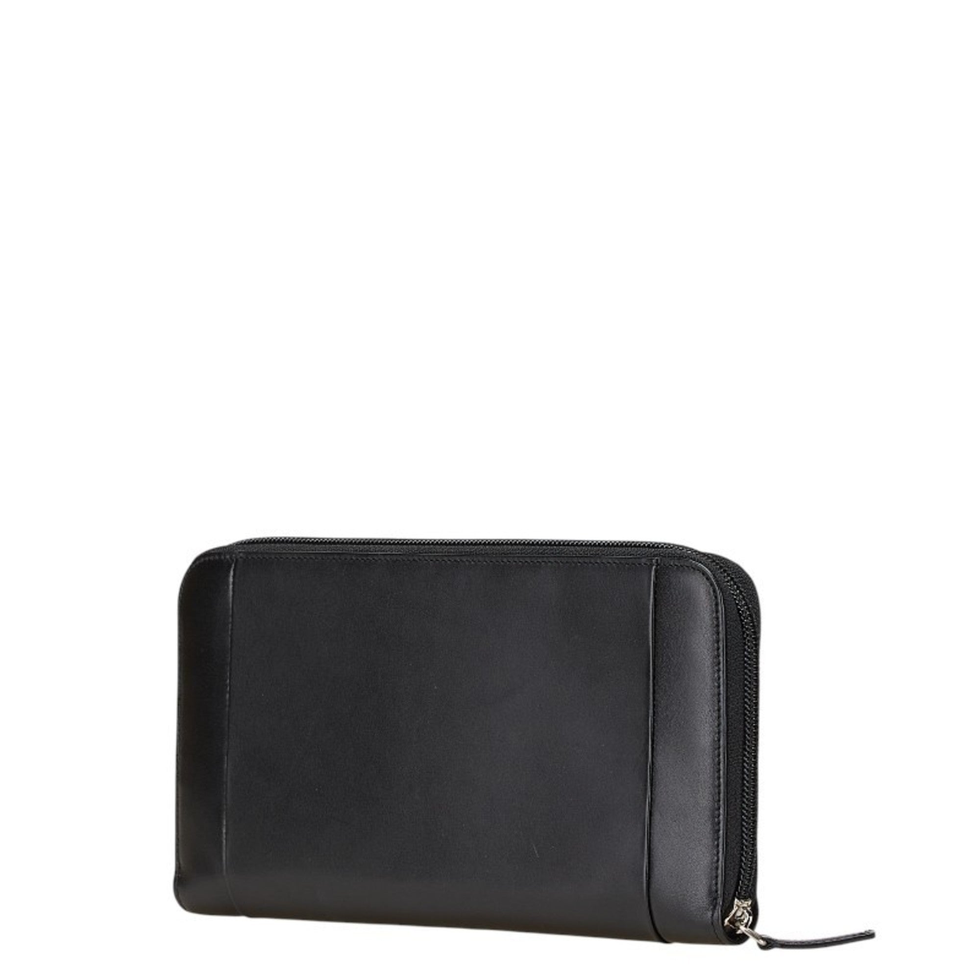Salvatore Ferragamo Black Leather Long Wallet (Bi-Fold) (Pre-Owned)