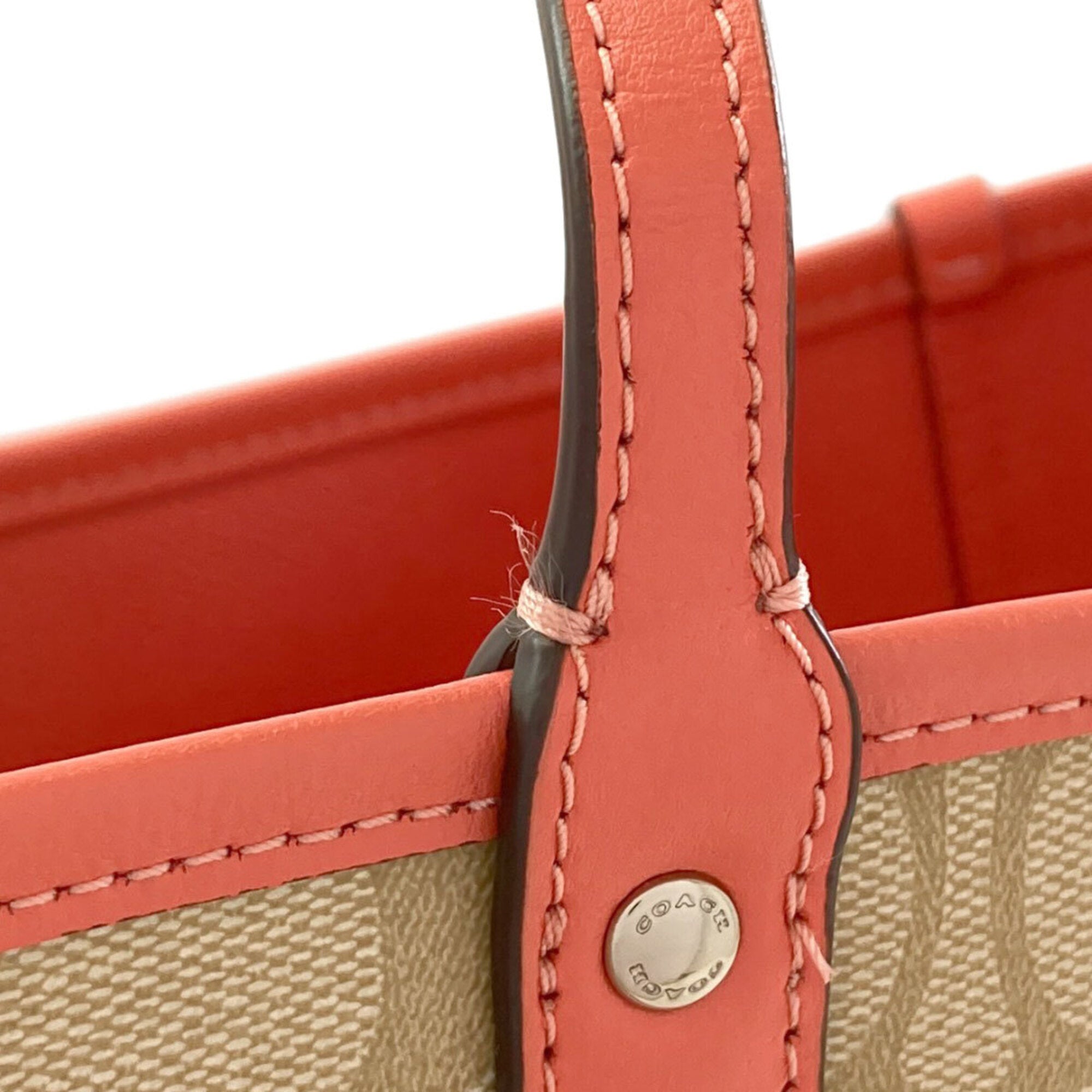 Coach Beige Pink Pvc Pouch Tote Bag (Pre-Owned)