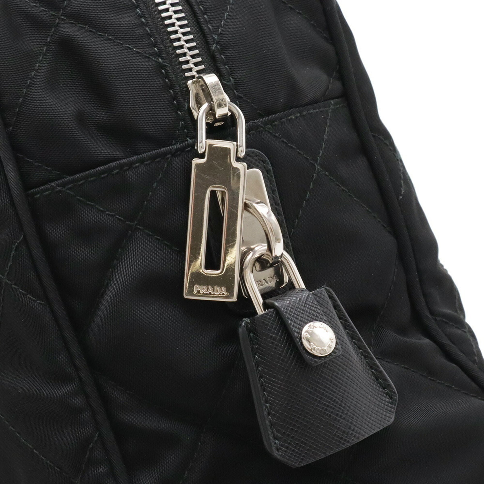 Prada Black Nero Nylon Leather Shoulder Bag (Pre-Owned)