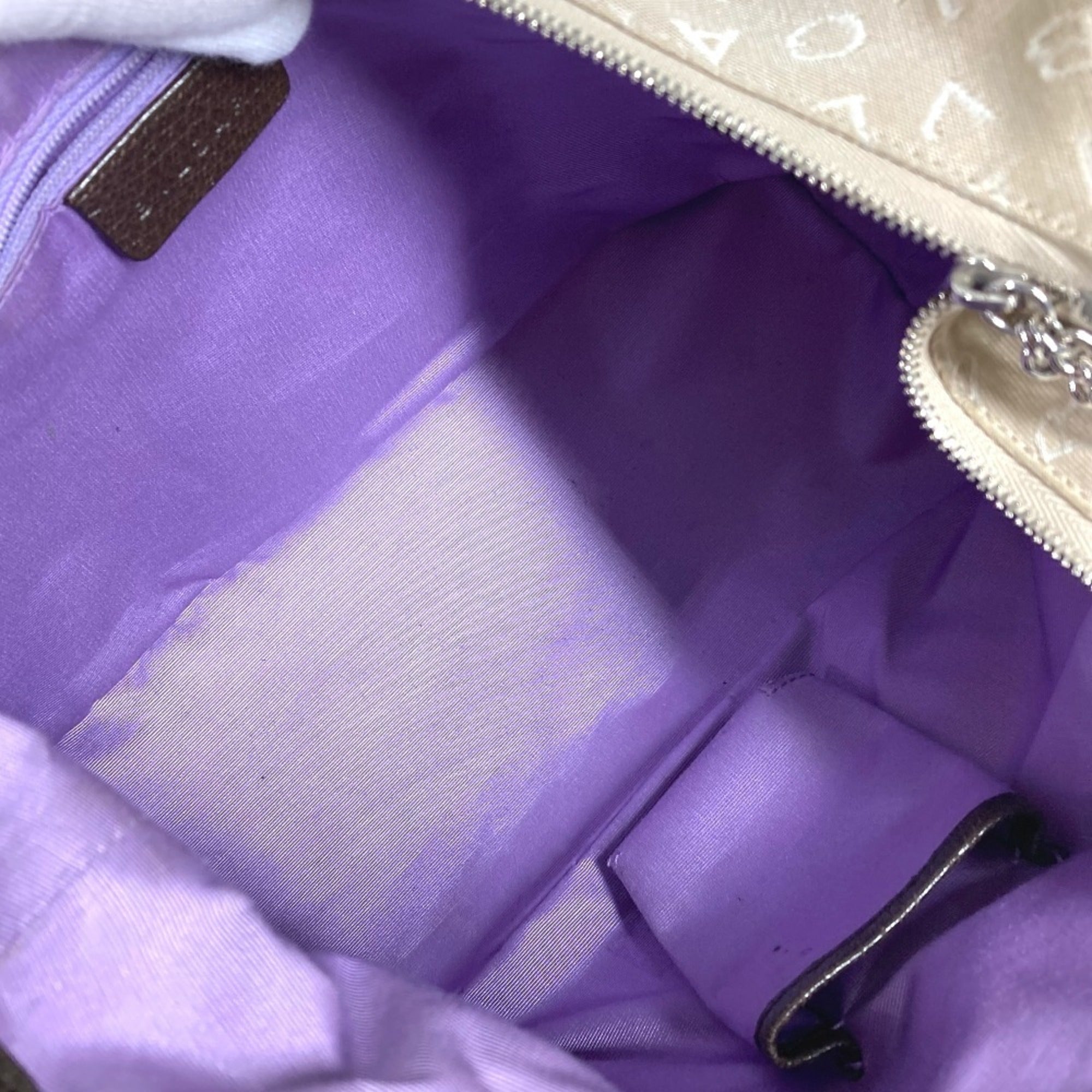 Bvlgari Logomania Beige Leather Canvas Shoulder Bag (Pre-Owned)