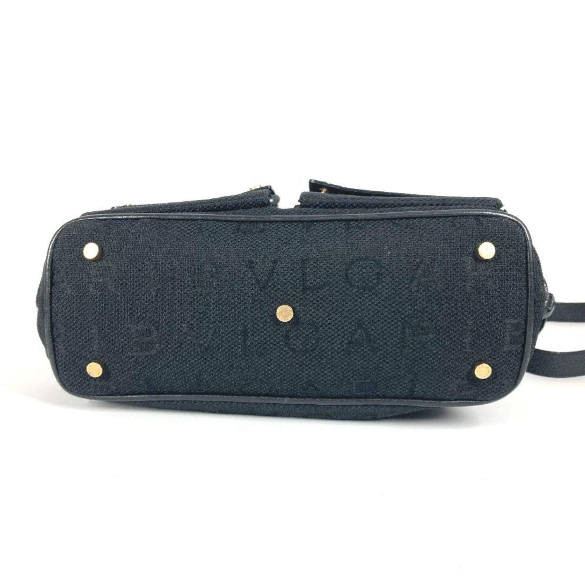 Bvlgari Black Leather Canvas Handbag Shoulder Bag Tote Bag (Pre-Owned)