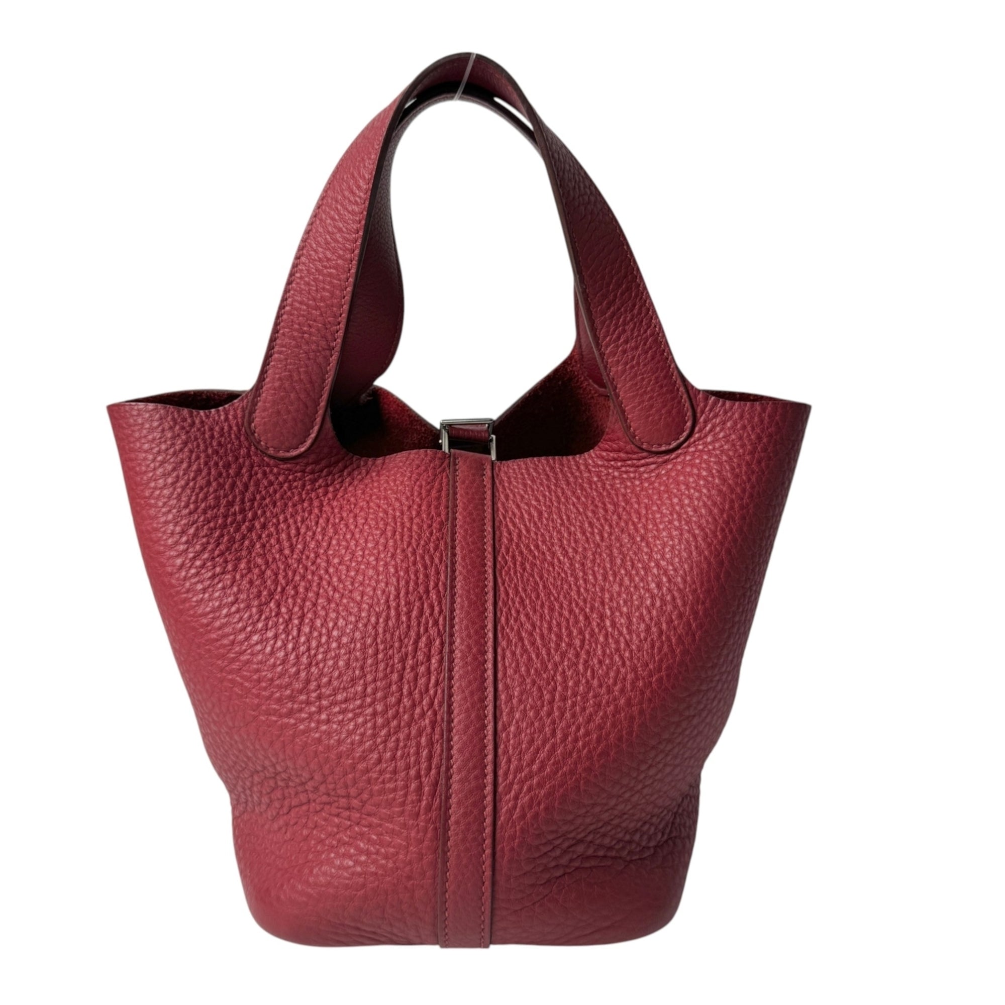 Hermes Rouge H Taurillon Clemence Leather Handbag (Pre-Owned)