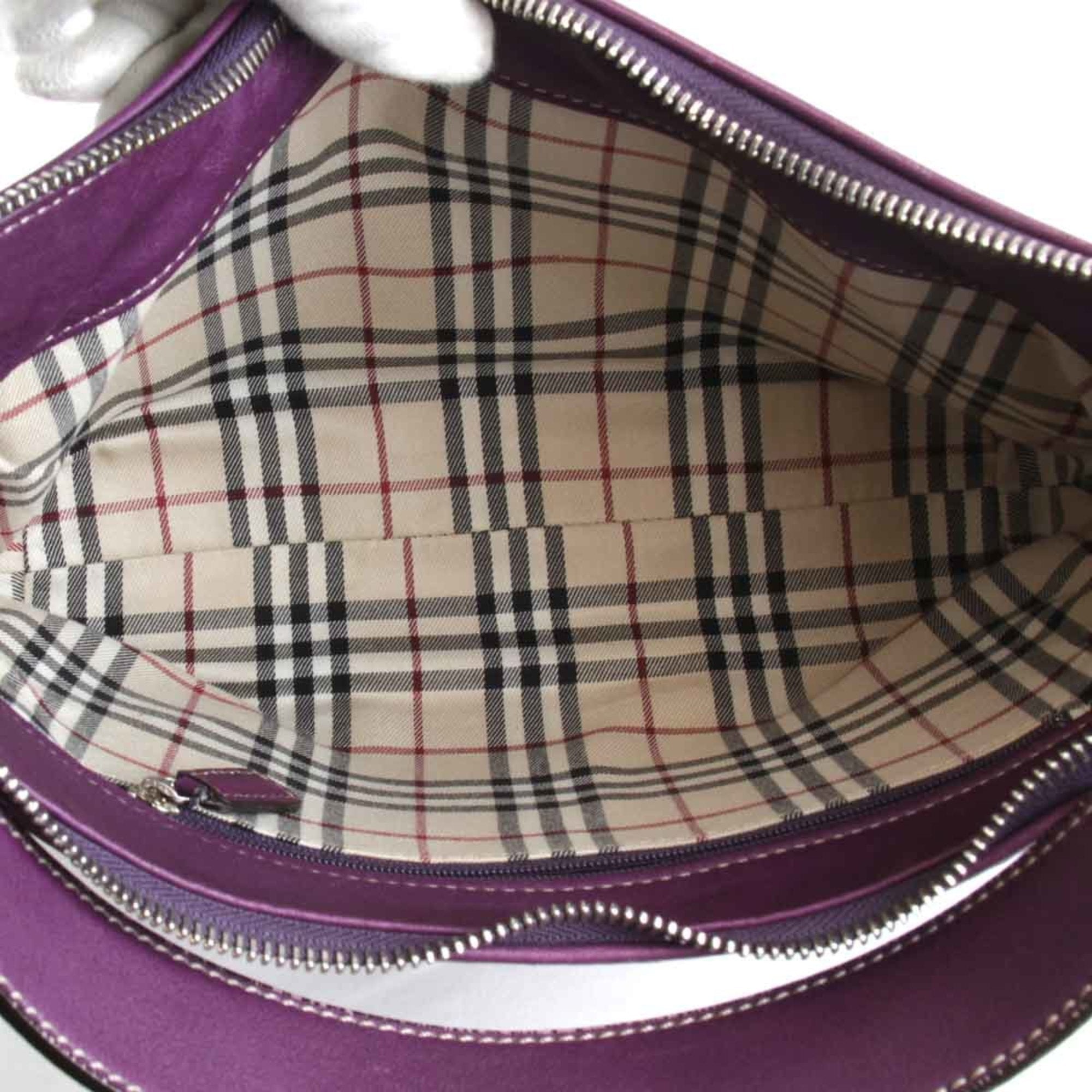 Burberry Purple Leather Shoulder Bag (Pre-Owned)