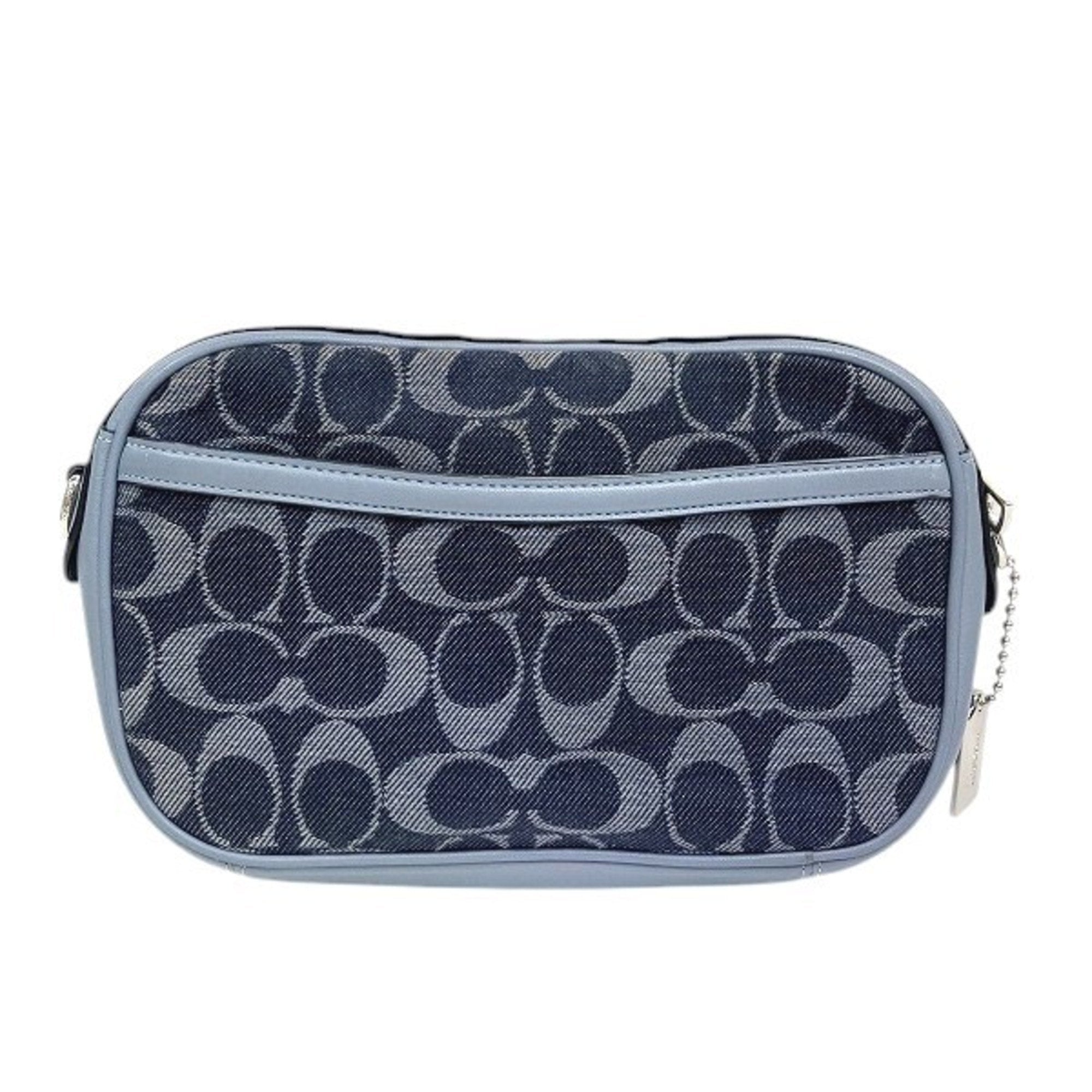 Coach Blue Canvas Leather Shoulder Bag (Pre-Owned)