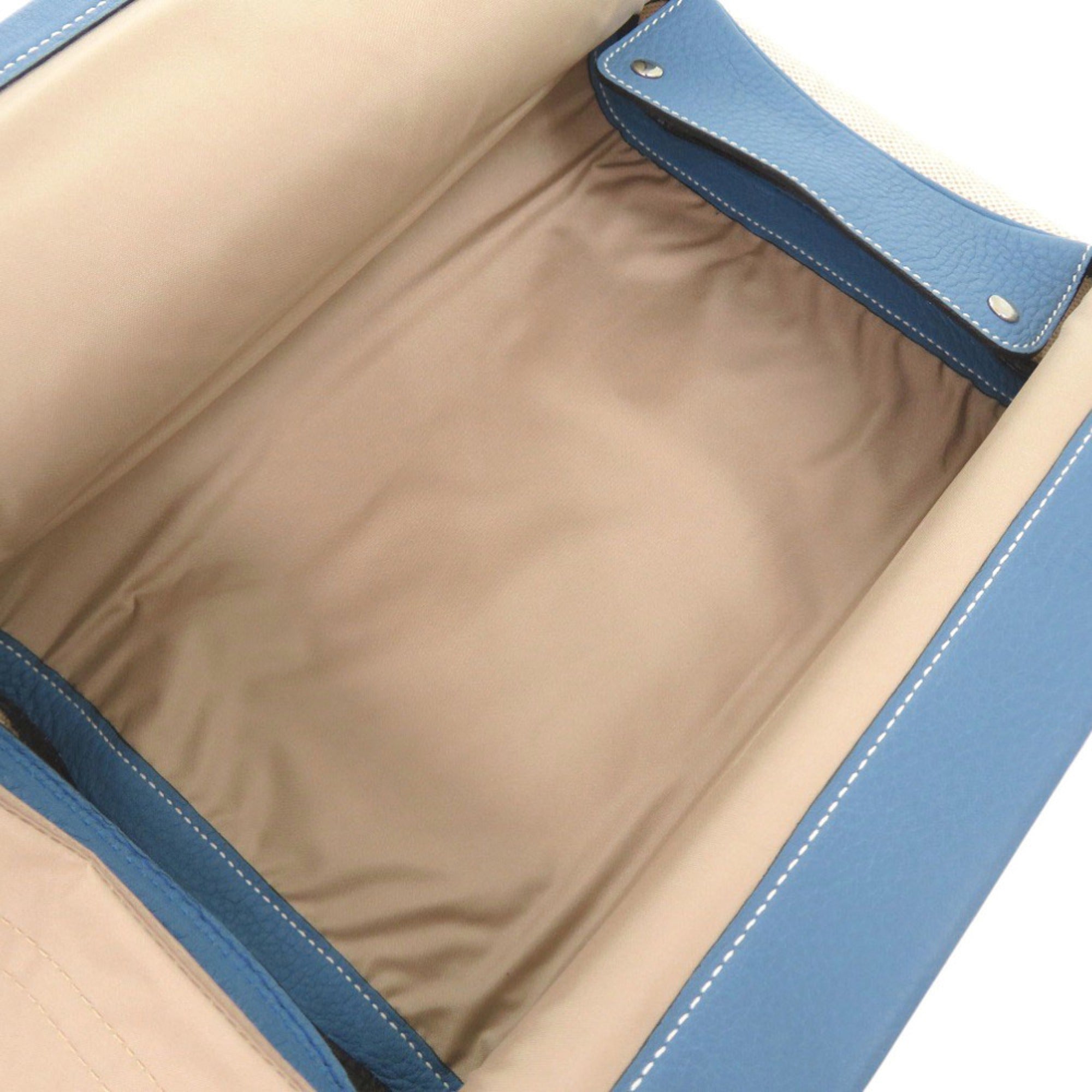 Hermes Blue Toile H Taurillon Clemence Leather Handbag (Pre-Owned)