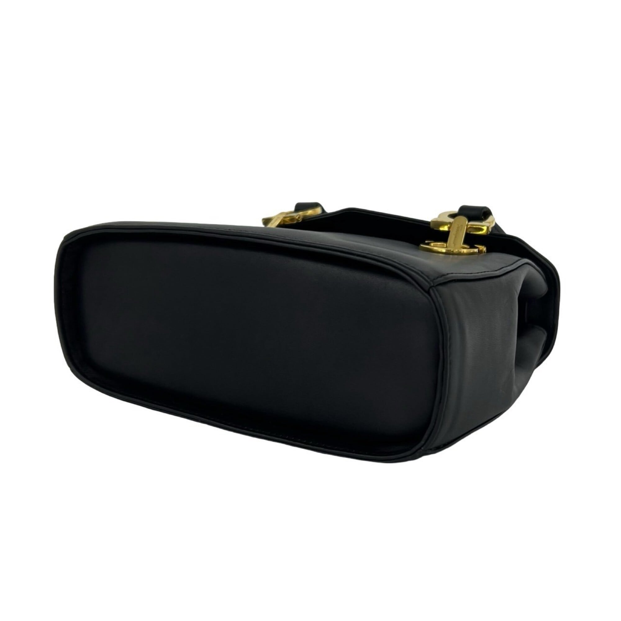 Salvatore Ferragamo Black Leather Handbag Shoulder Bag (Pre-Owned)