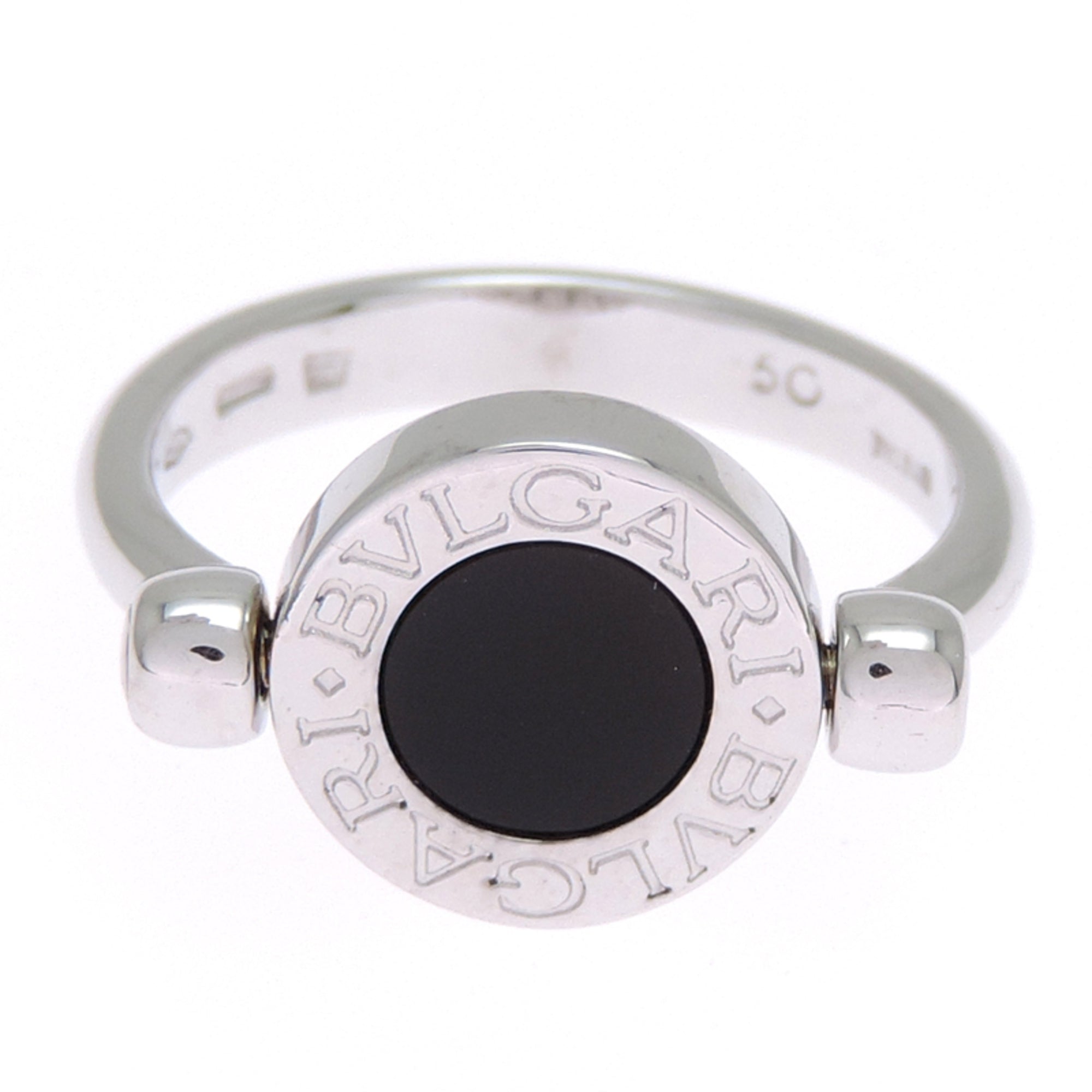 Bvlgari Silver Black White Gold (18K) Band Ring (Pre-Owned)
