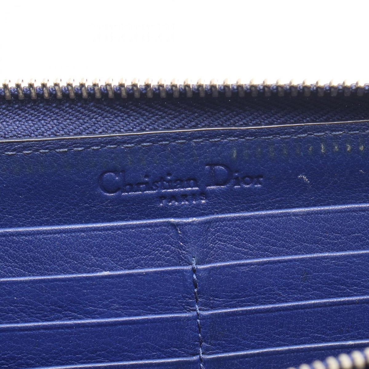 Christian Dior Blue Patent Leather Long Wallet (Bi-Fold) (Pre-Owned)