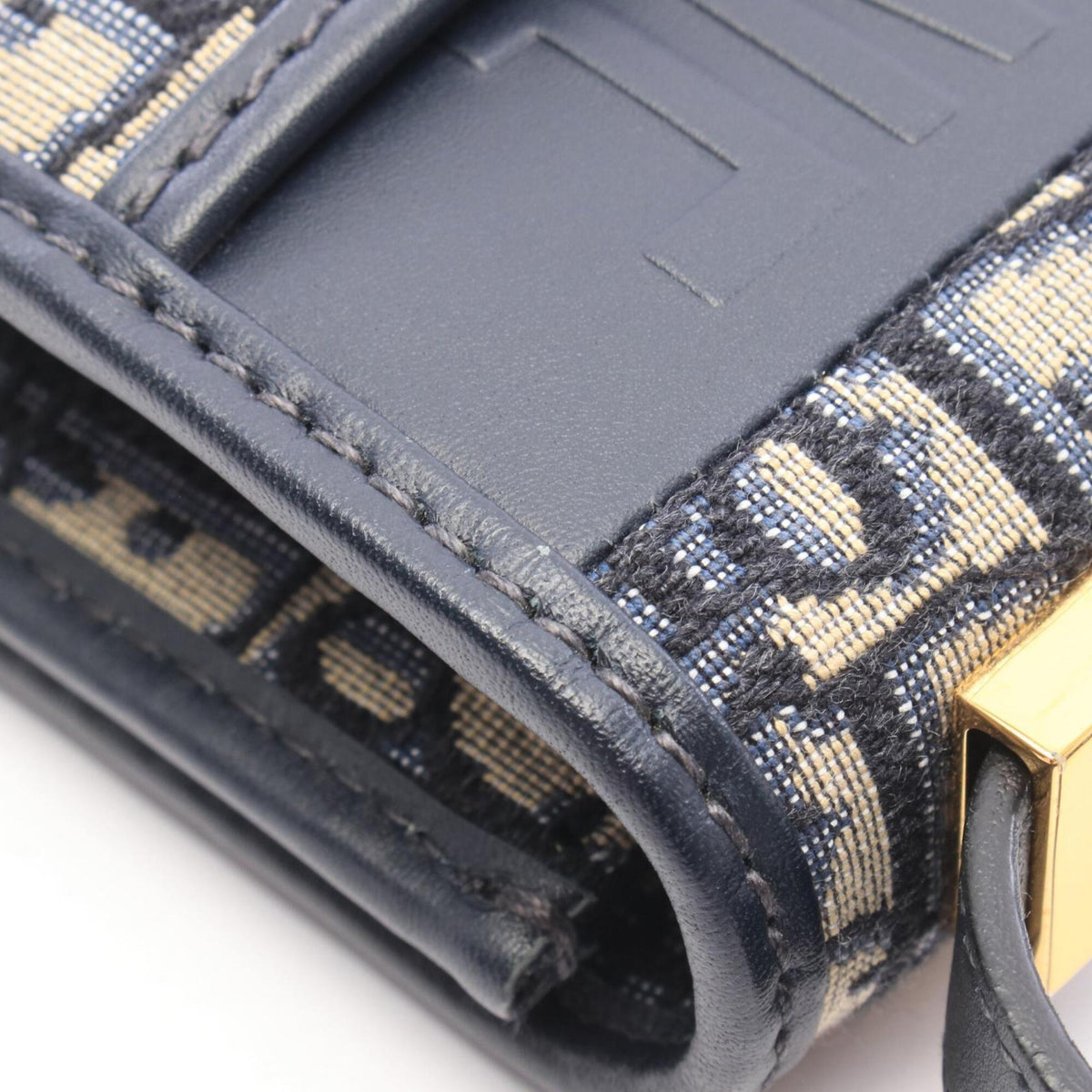 Christian Dior Beige Navy Canvas Leather Handbag Shoulder Bag (Pre-Owned)