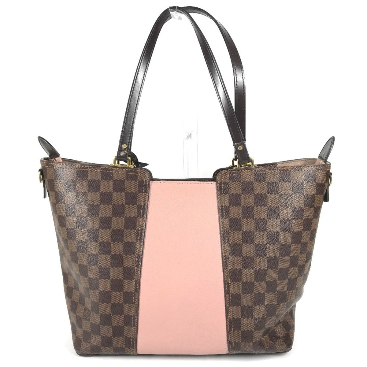 Louis Vuitton Brown Damier Canvas Galle Magnolia Pink Jersey Handbag Shoulder Bag Tote Bag (Pre-Owned)