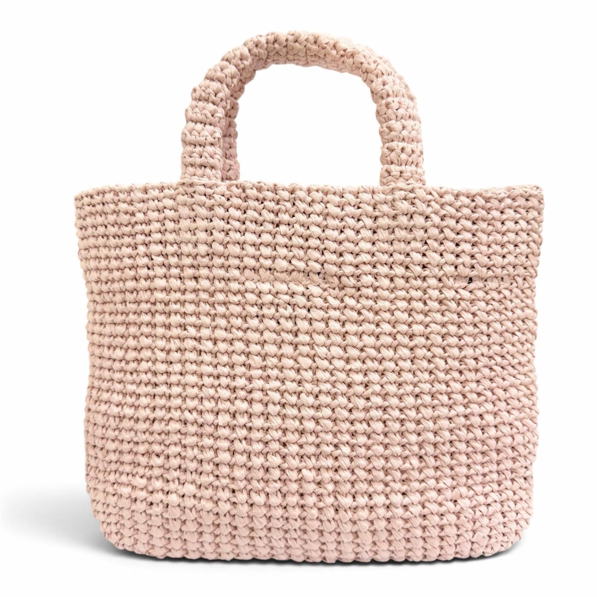 Prada Black Pink Raffia Handbag Tote Bag (Pre-Owned)