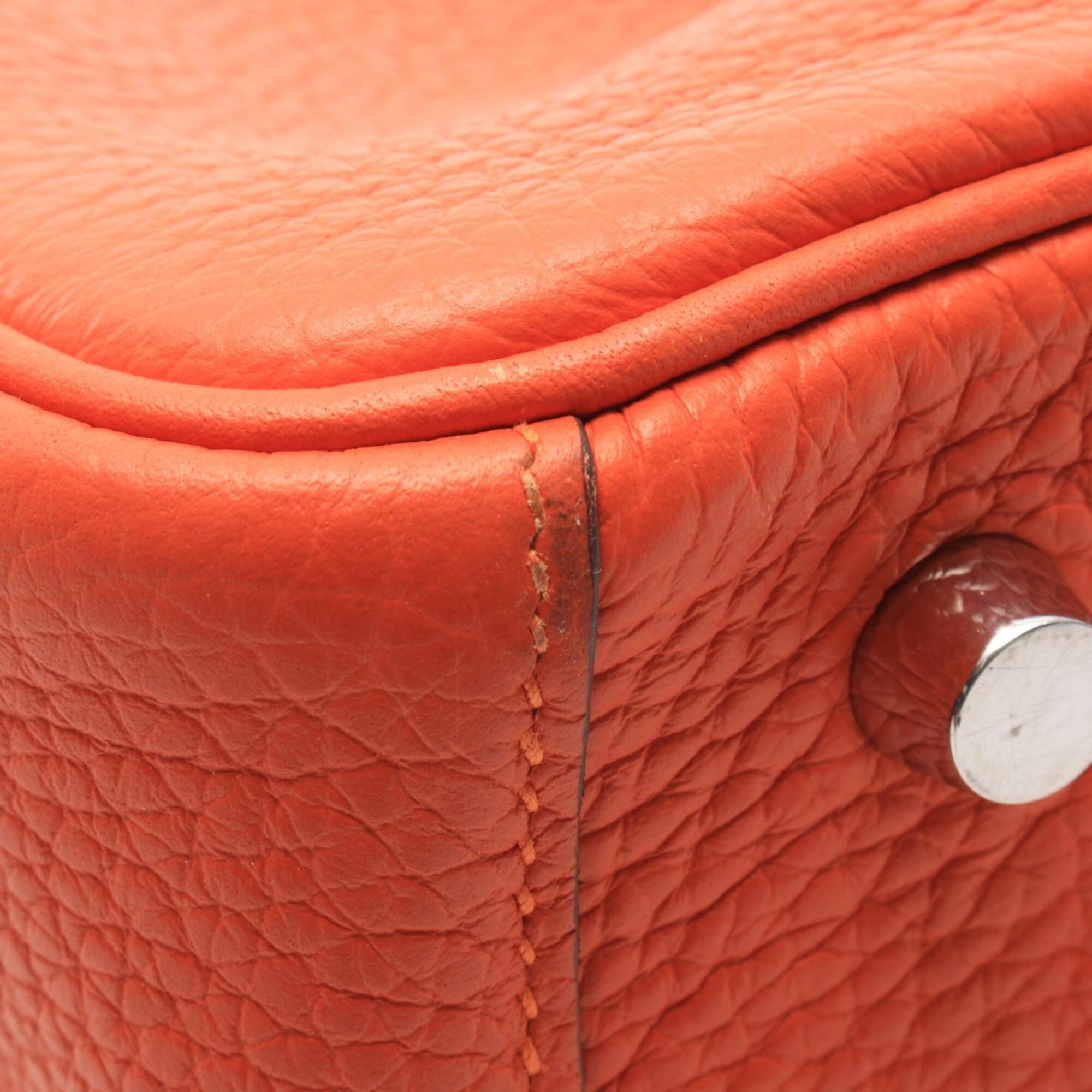 Hermes Orange Orange Poppy Taurillon Clemence Leather Handbag Shoulder Bag (Pre-Owned)