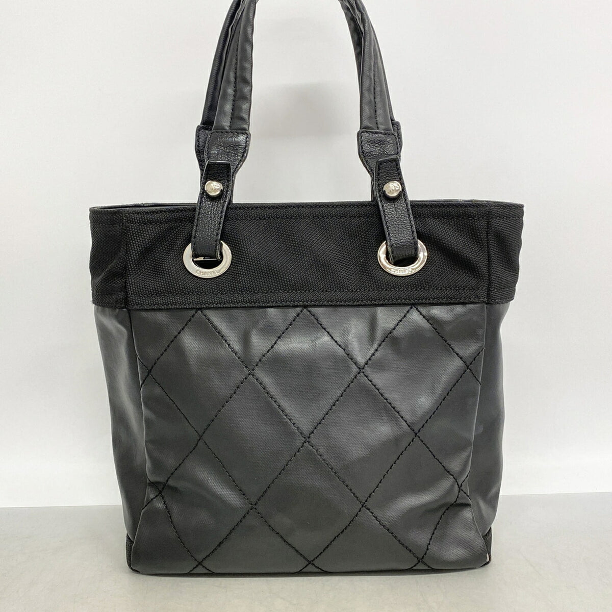 Chanel Black Canvas Tote Bag (Pre-Owned)