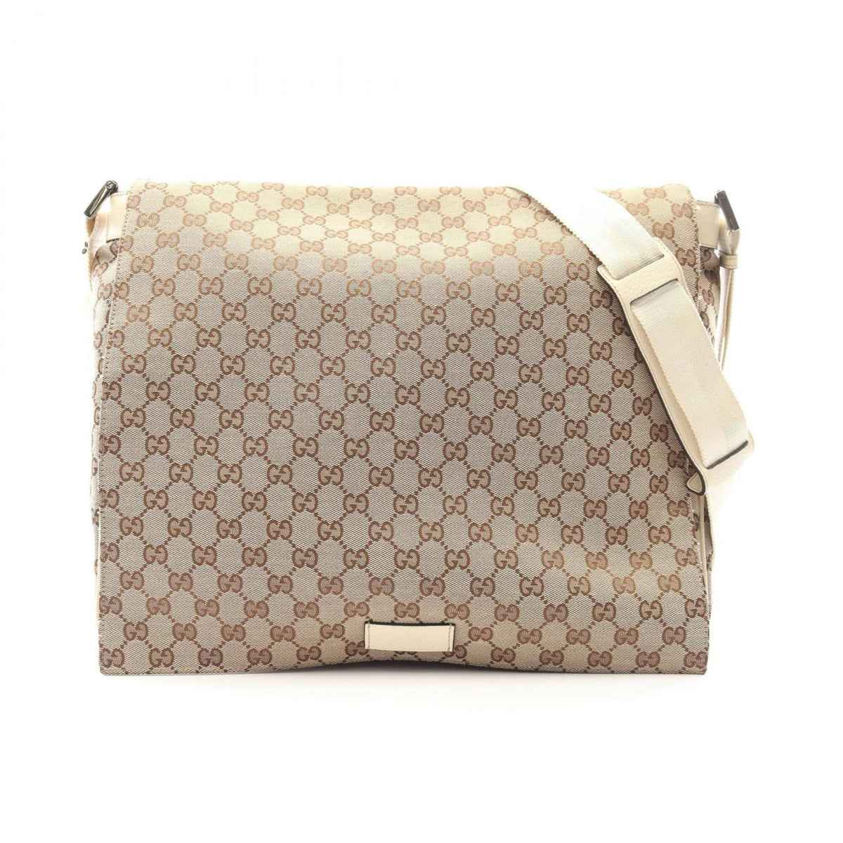 Gucci Beige Ivory Canvas Leather Handbag Shoulder Bag (Pre-Owned)