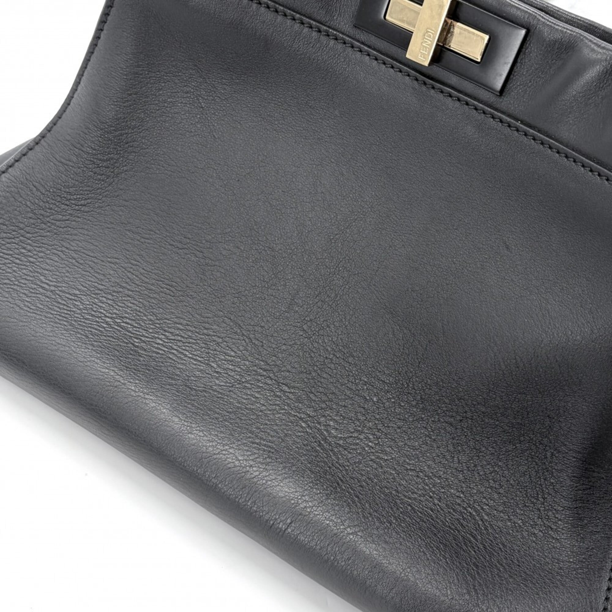 Fendi Peekaboo Black Leather Handbag Shoulder Bag (Pre-Owned)