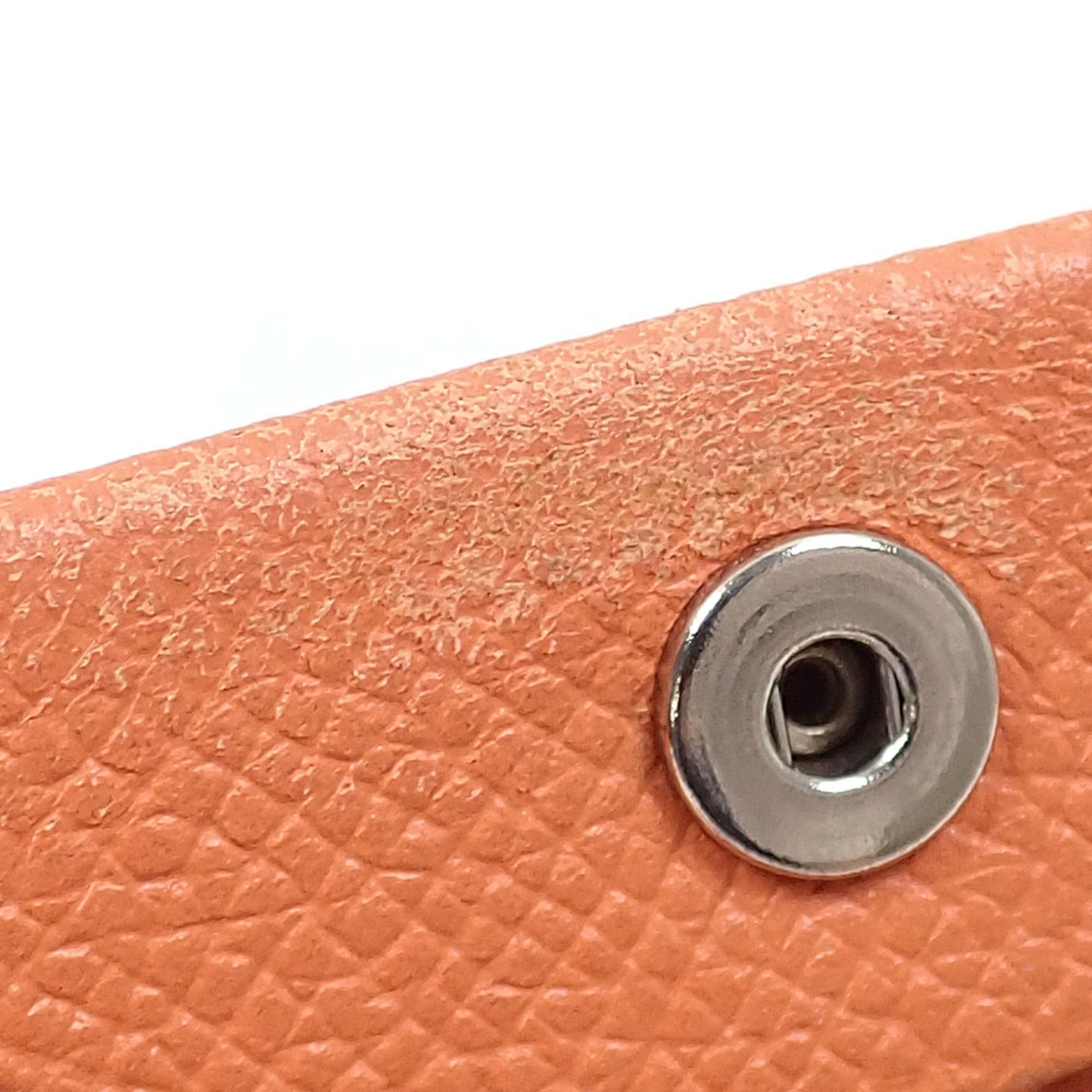 Hermes Bastia Orange Leather Coin Purse/Coin Case (Pre-Owned)