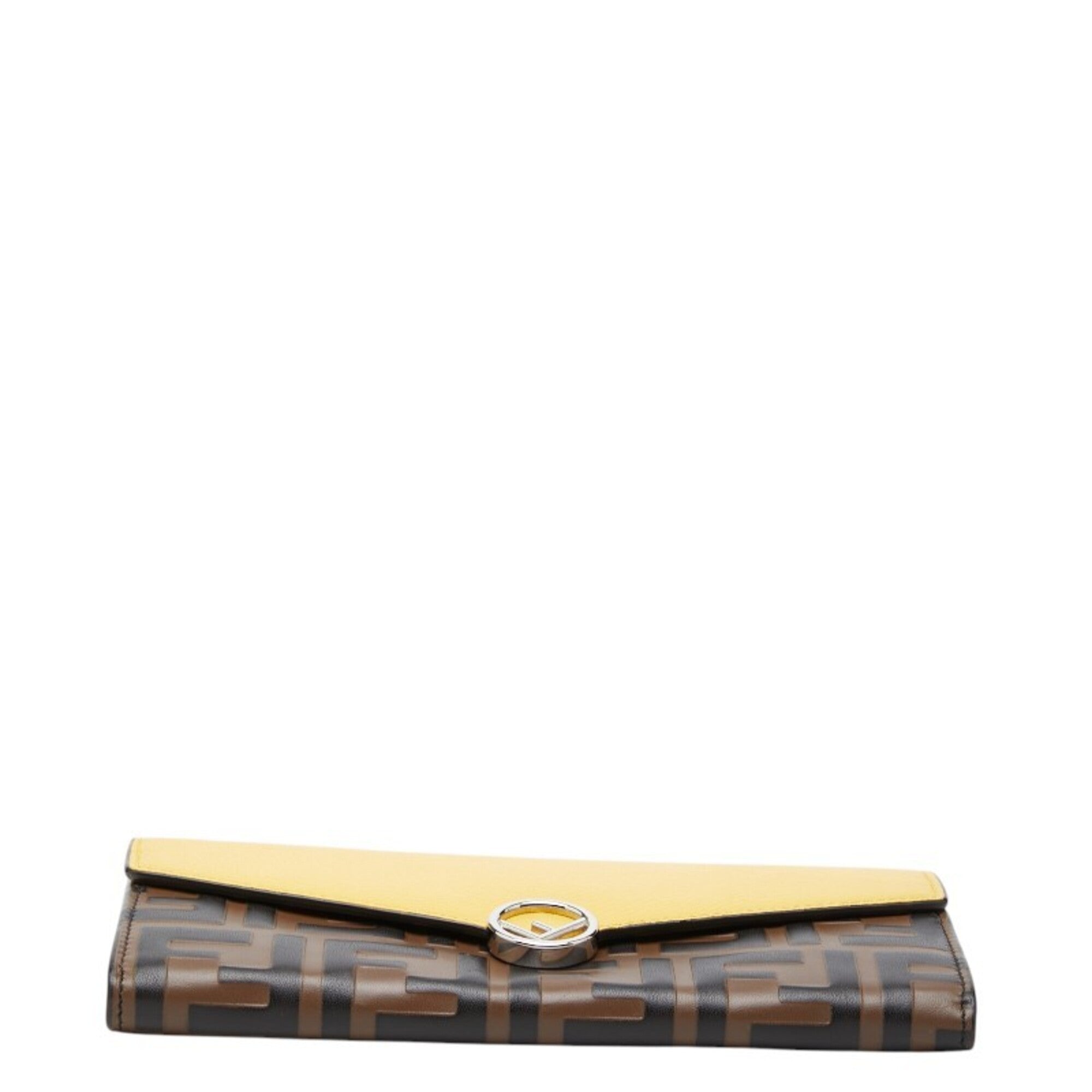Fendi Brown Yellow Leather Long Wallet (Bi-Fold) (Pre-Owned)