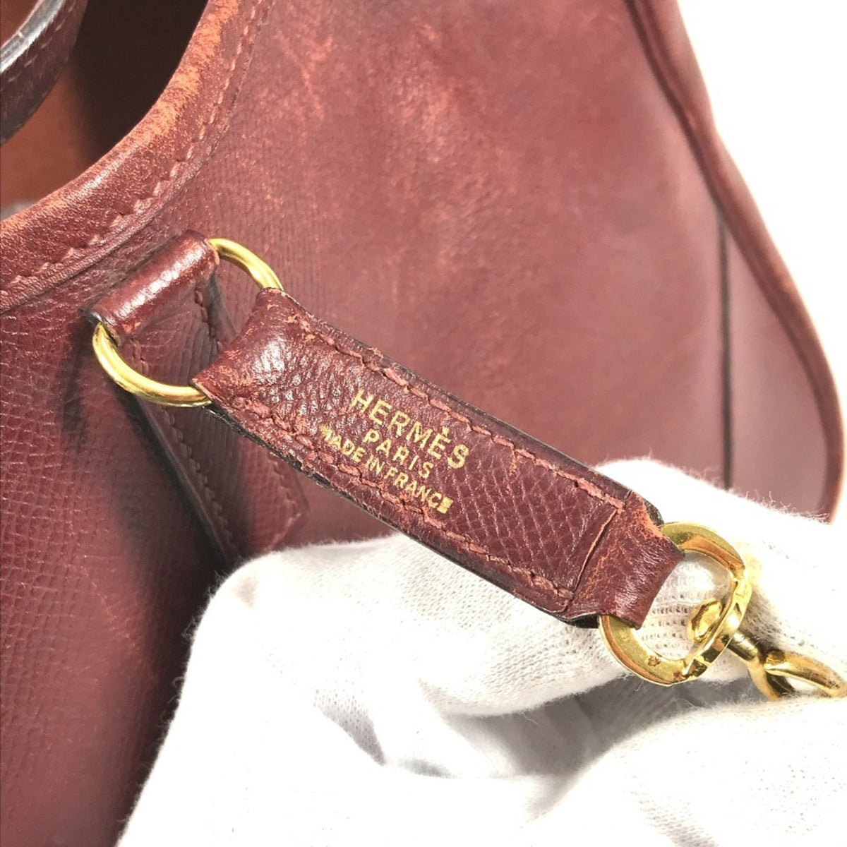 Hermes Trim Brown Leather Shoulder Bag Tote Bag (Pre-Owned)